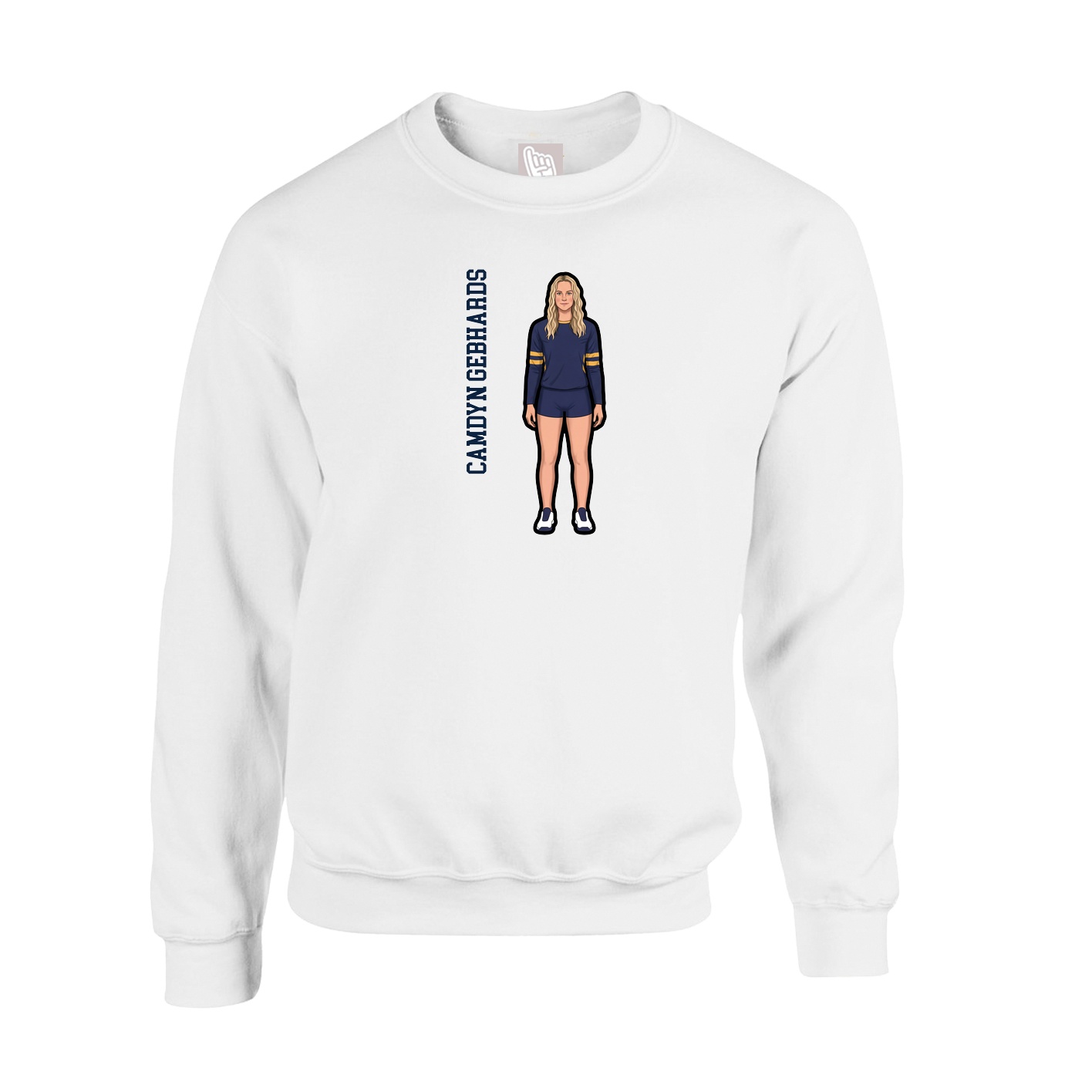 Fleece Crew — Name Vertical in White