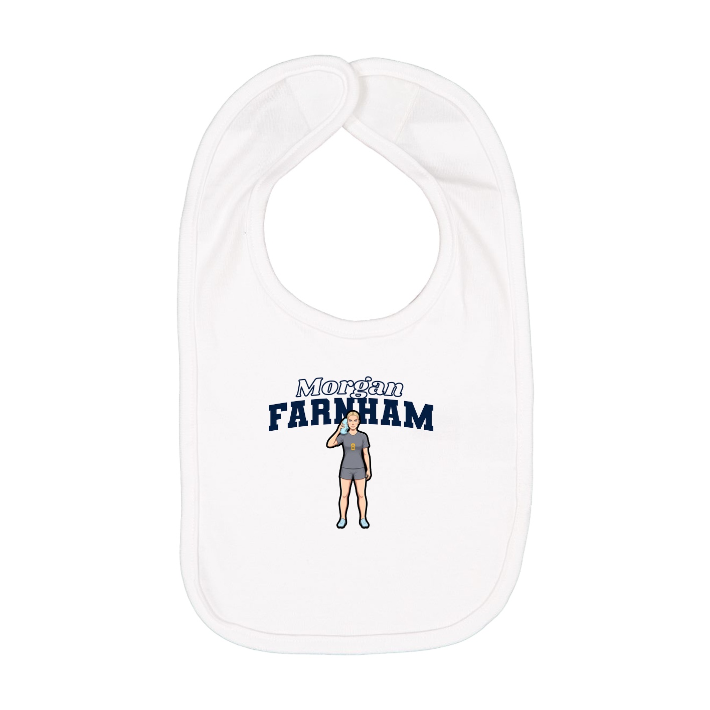 Infant Bib — Name Arch in White