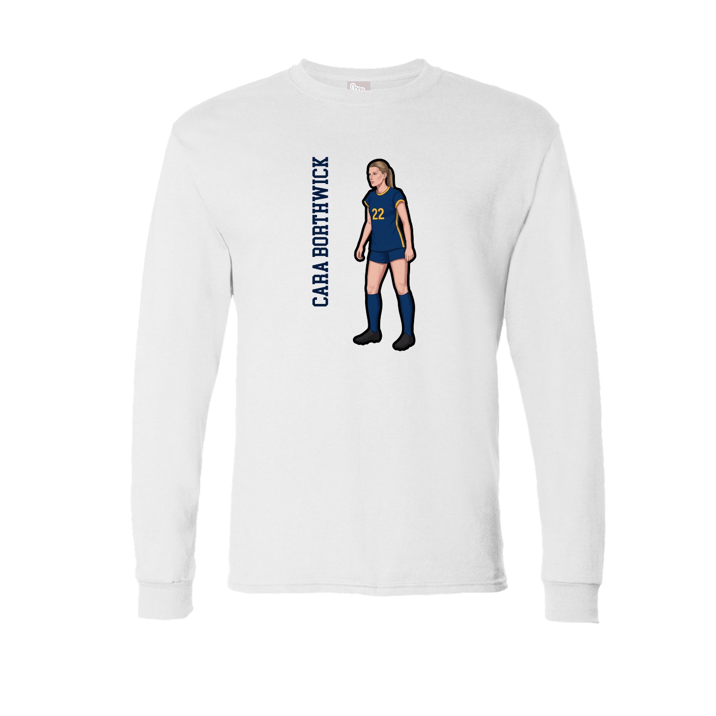 Long Sleeve Tee — Name Vertical in White