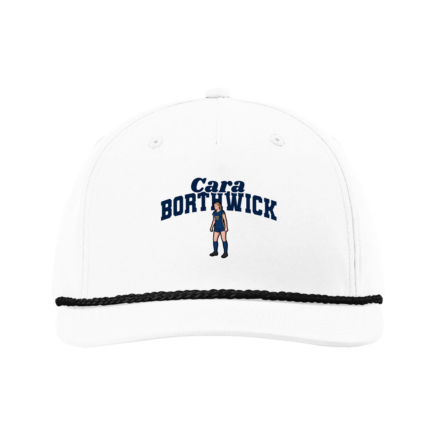 Five-Panel Classic Rope Cap — Signature Arch in White