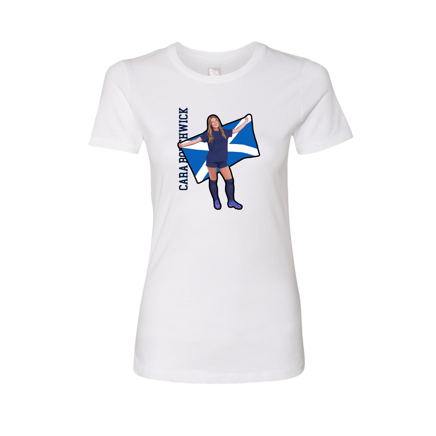 Fitted Women's Tee — Name Vertical in White