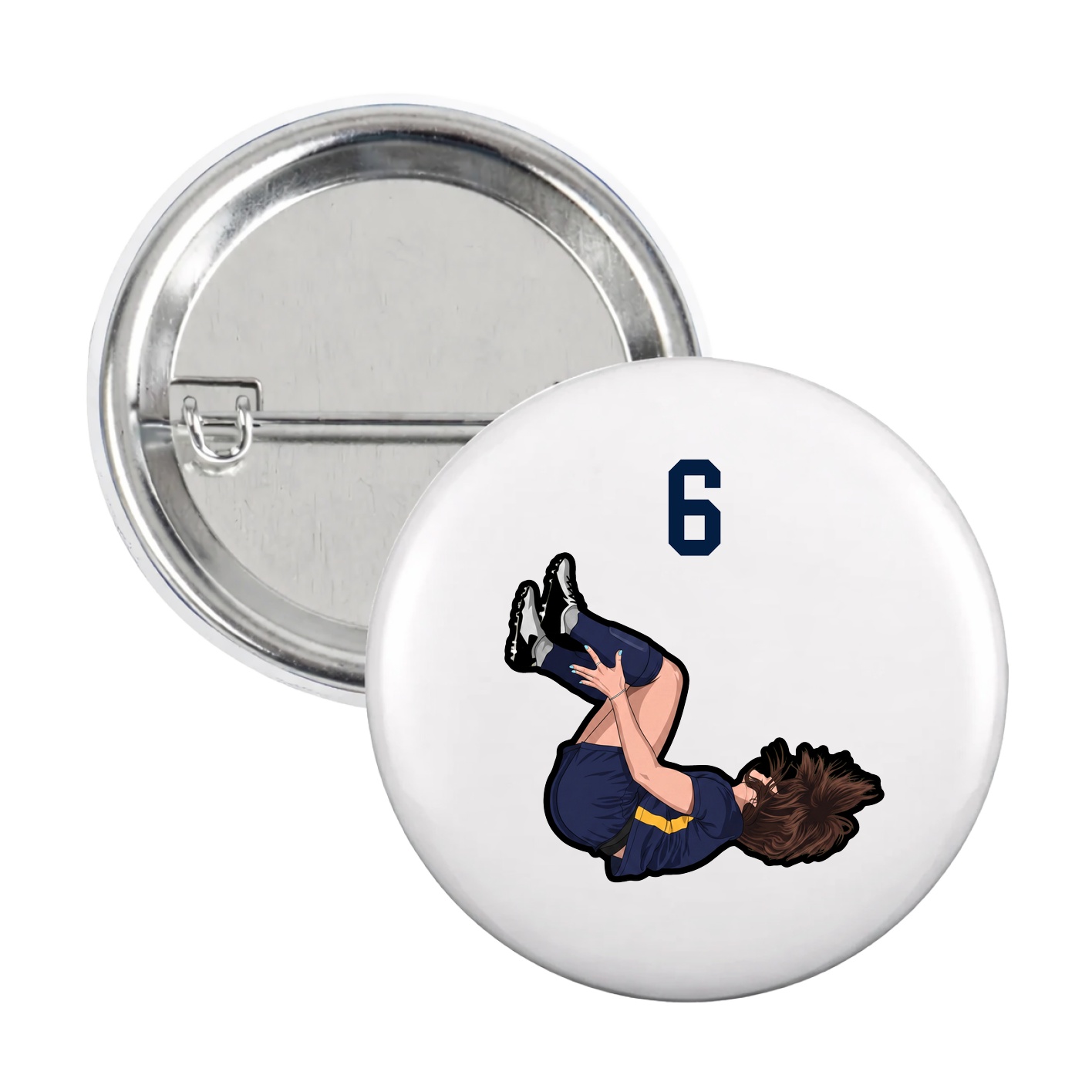 Game Day Button — Number Top in White