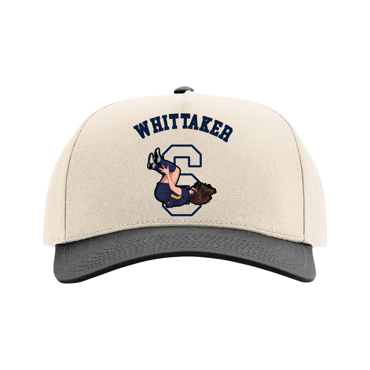 Full Fabric Five-Panel Champ Cap — Shirsey Arch in Cream/Black