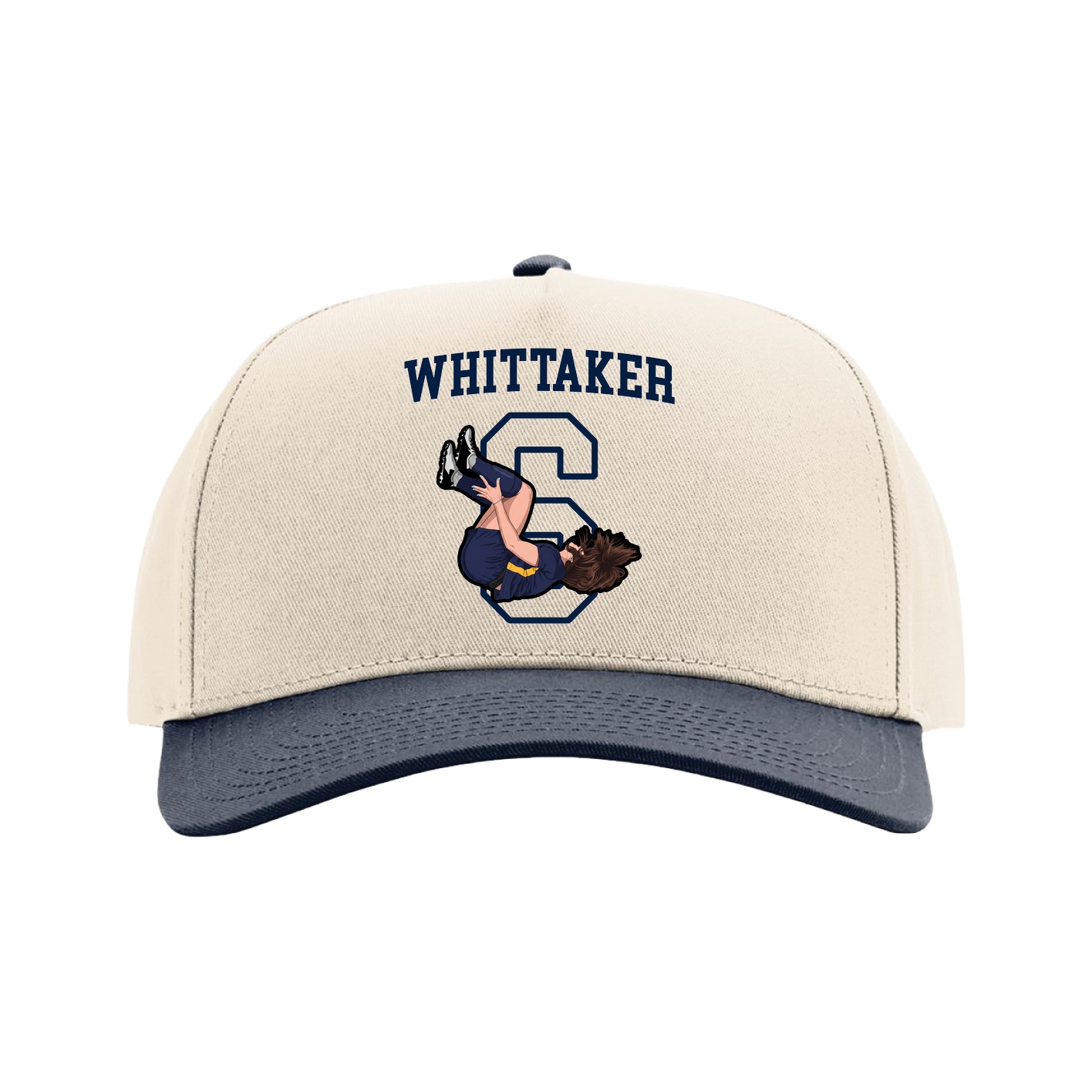 Full Fabric Five-Panel Champ Cap — Shirsey in Cream/Navy
