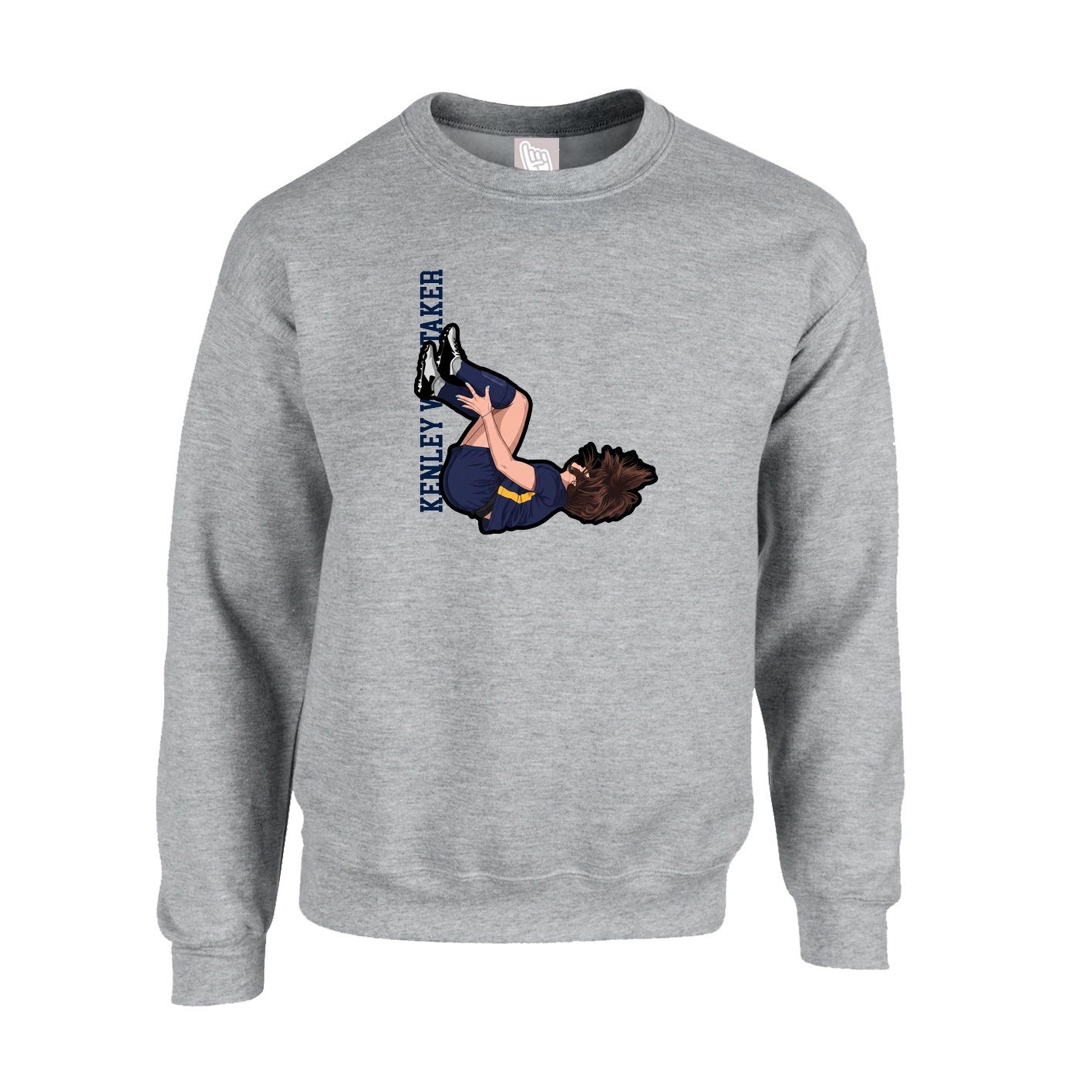 Fleece Crew — Name Vertical in Grey