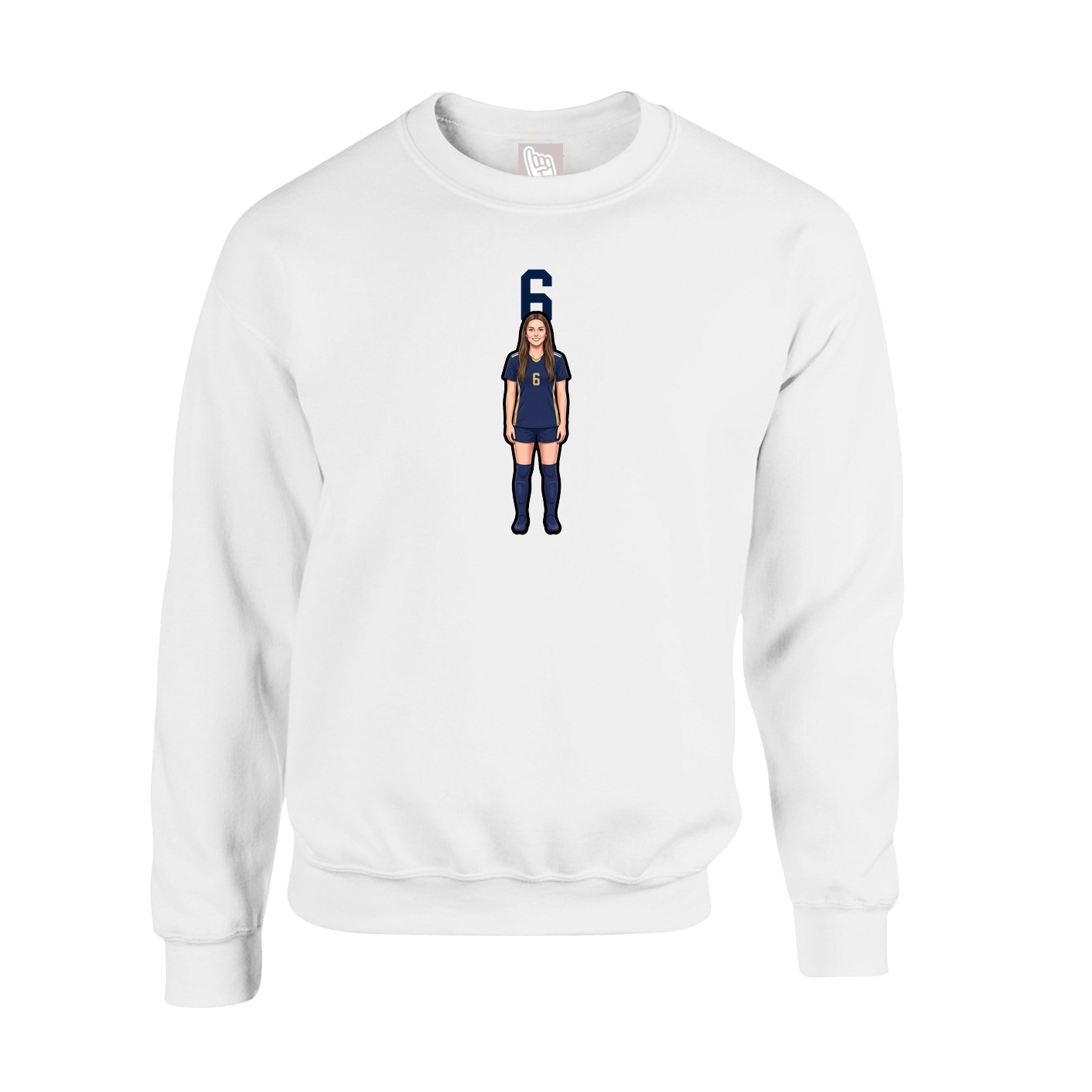Fleece Crew — Number Top in White
