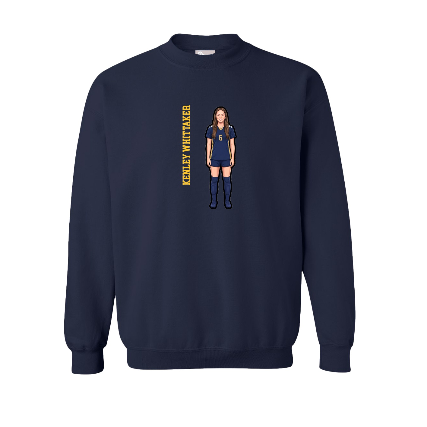 Fleece Crew — Name Vertical in Navy
