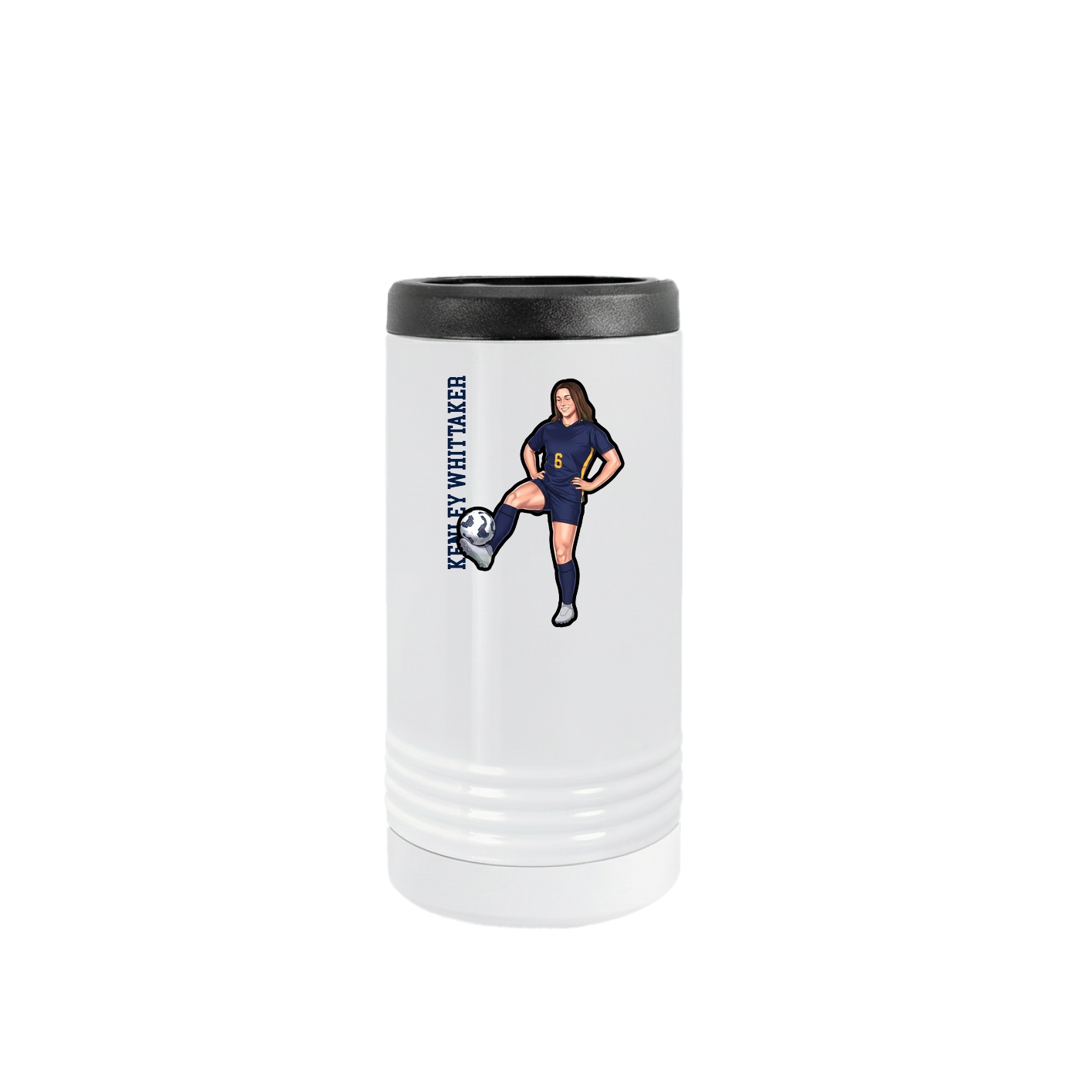 Slim Beverage Holder — Name Vertical in White
