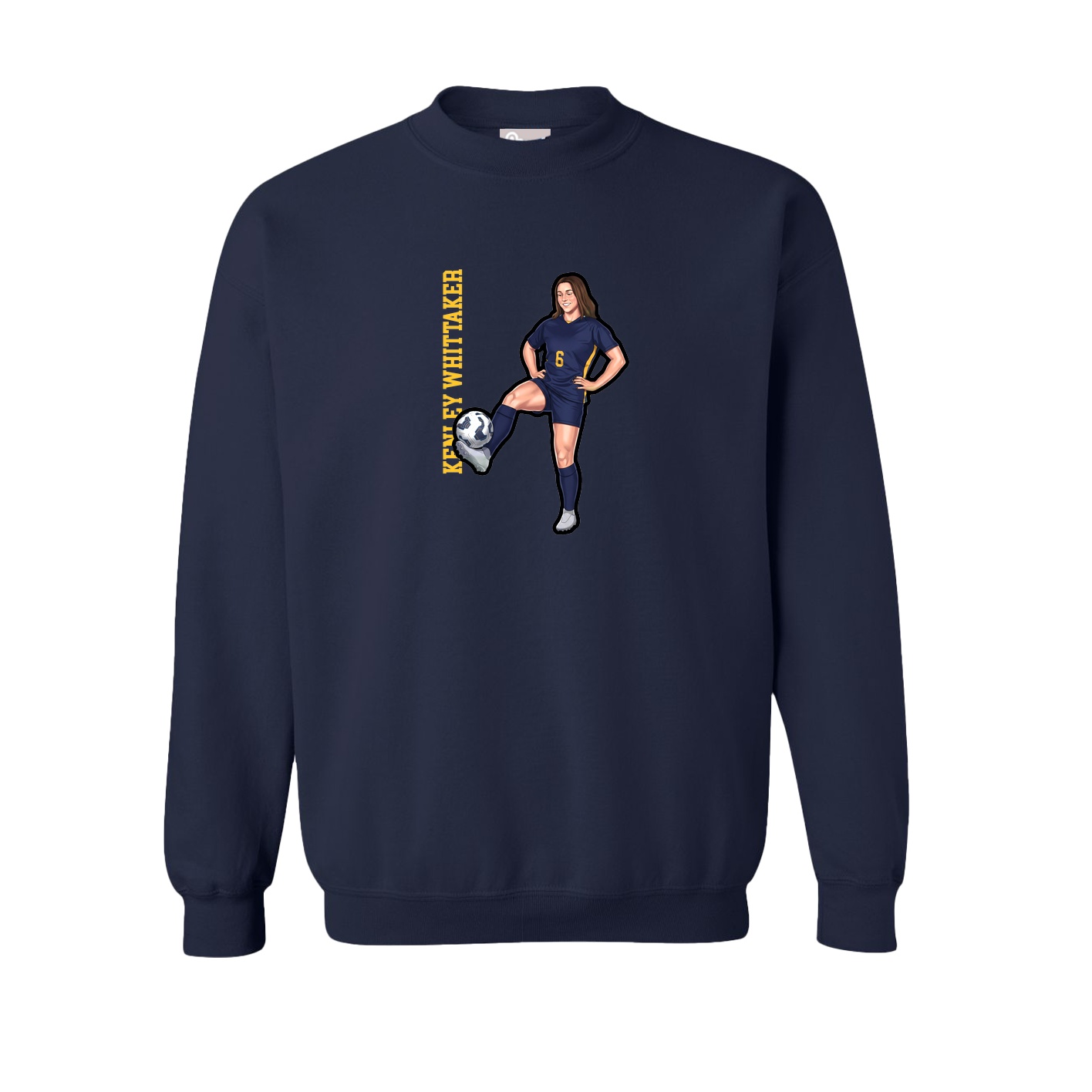 Fleece Crew — Name Vertical in Navy