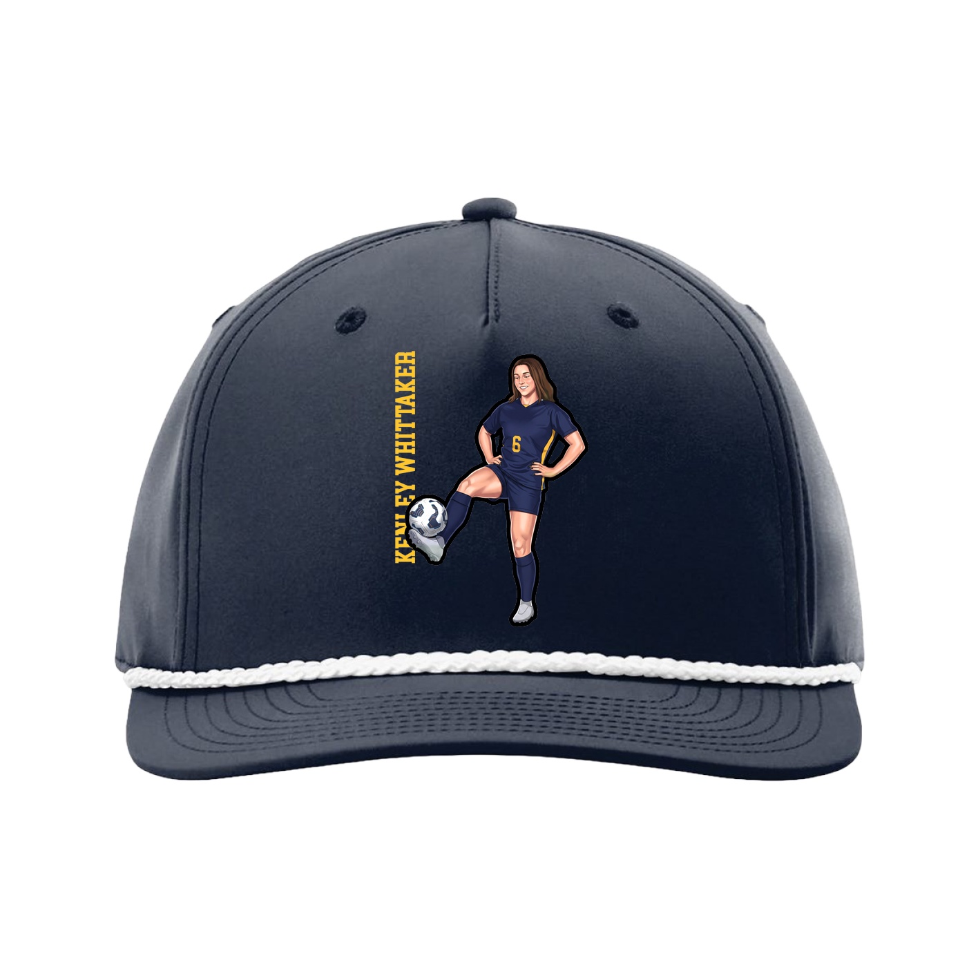 Five-Panel Classic Rope Cap — Name Vertical in Navy
