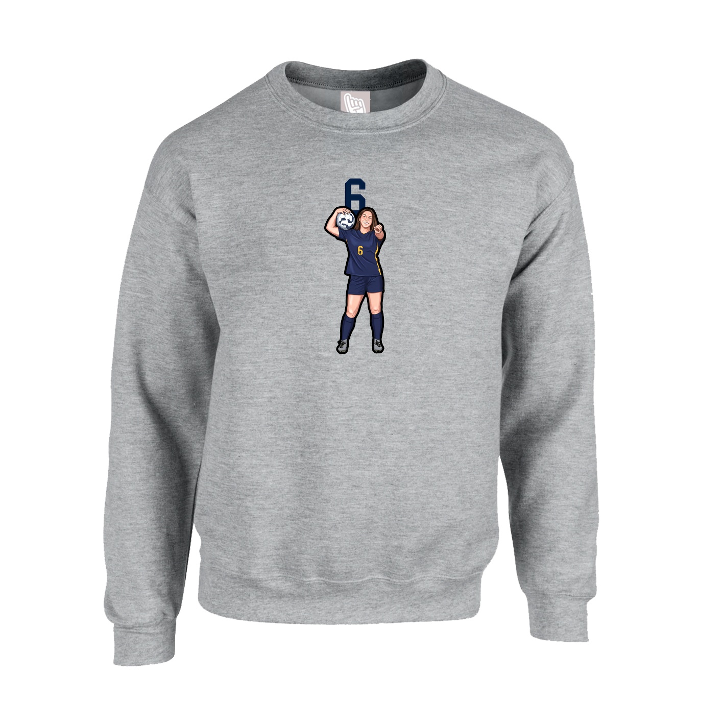 Fleece Crew — Number Top in Grey