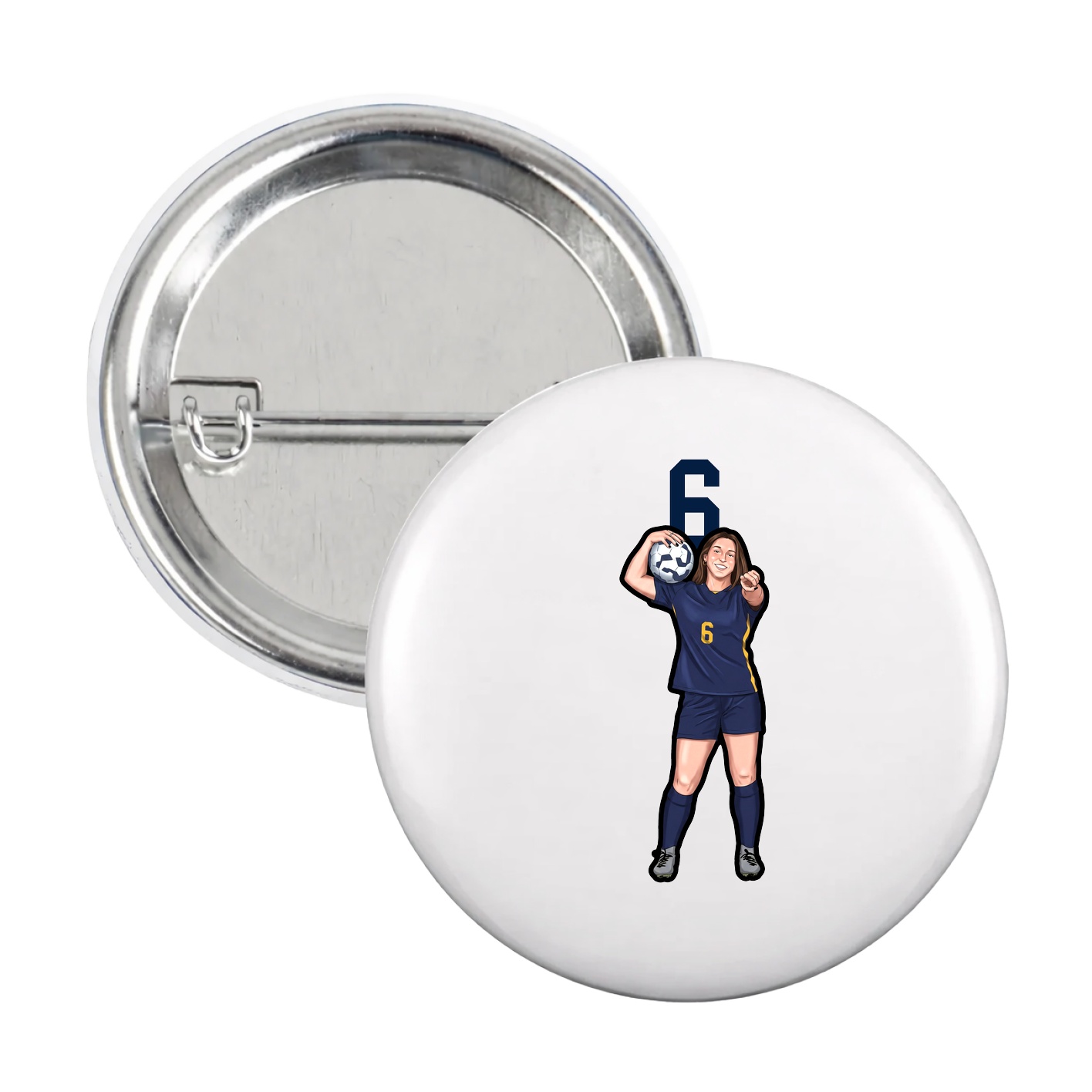 Game Day Button — Number Top in White