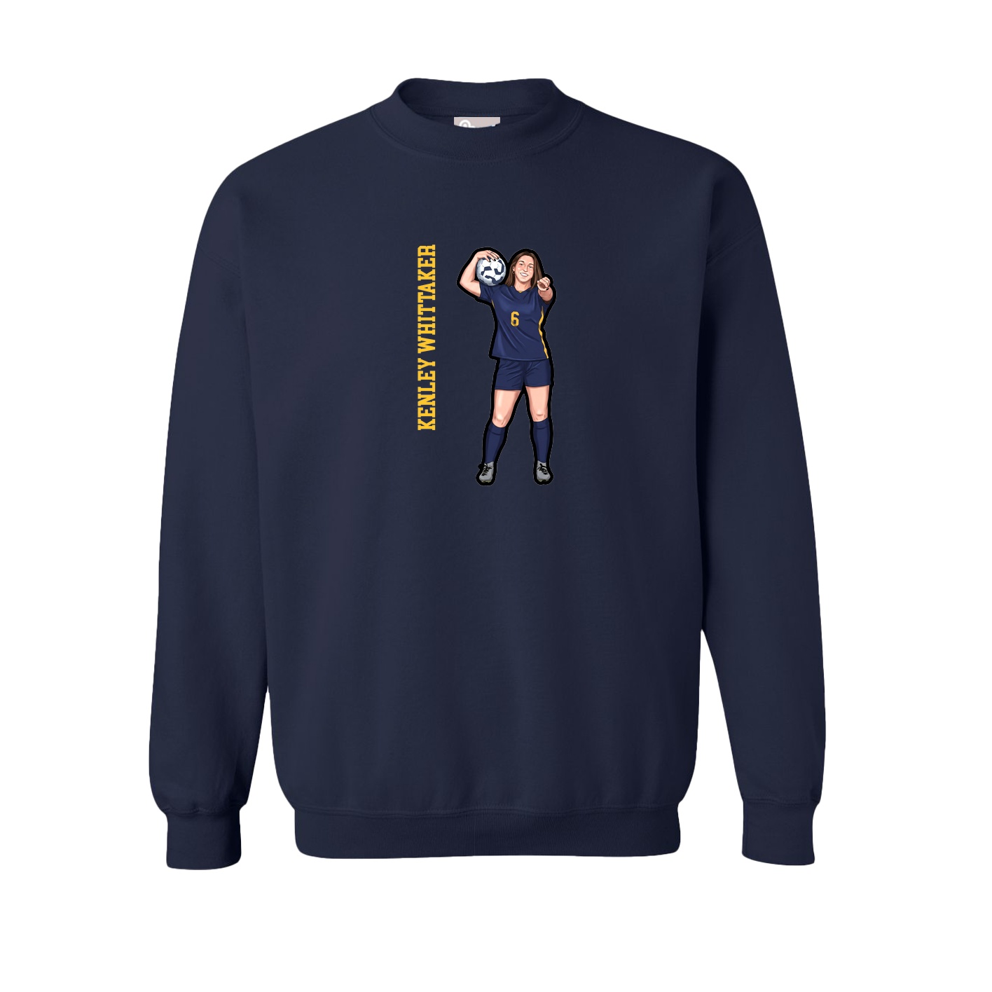 Fleece Crew — Name Vertical in Navy