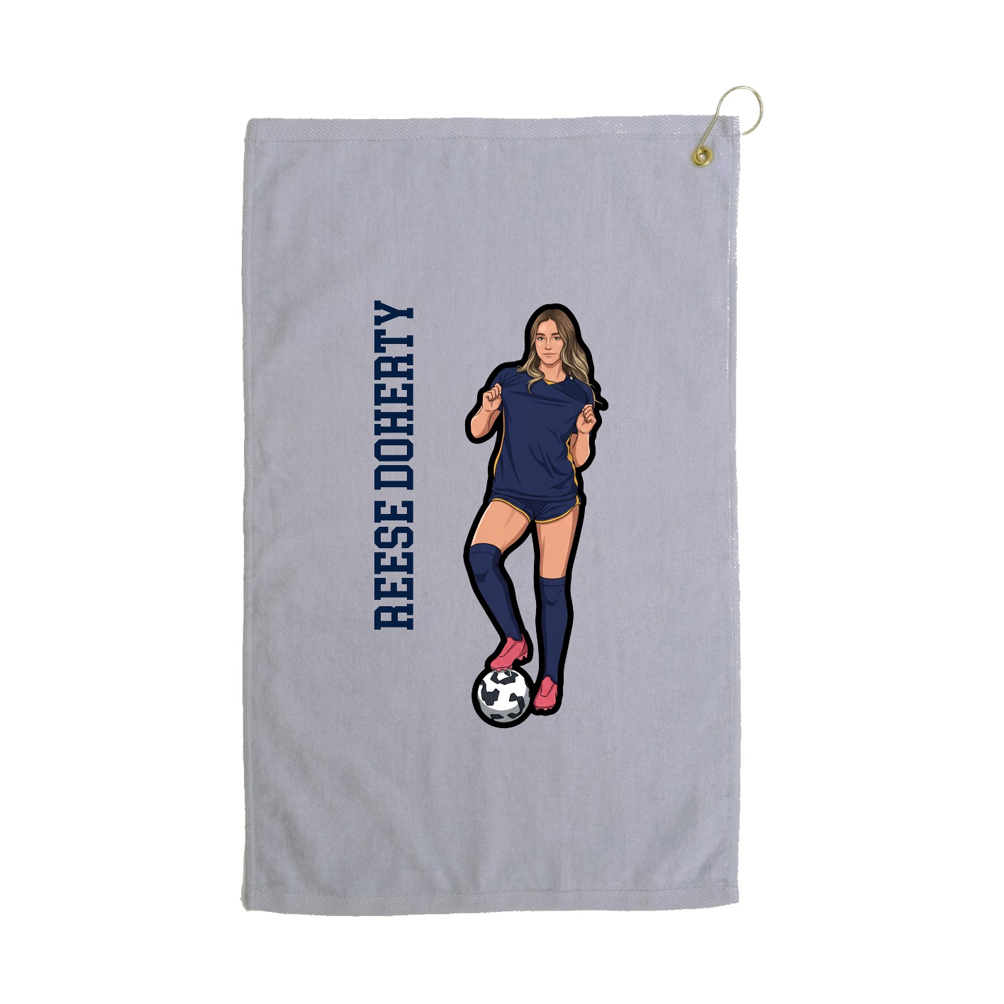Golf Towel — Name Vertical in Grey
