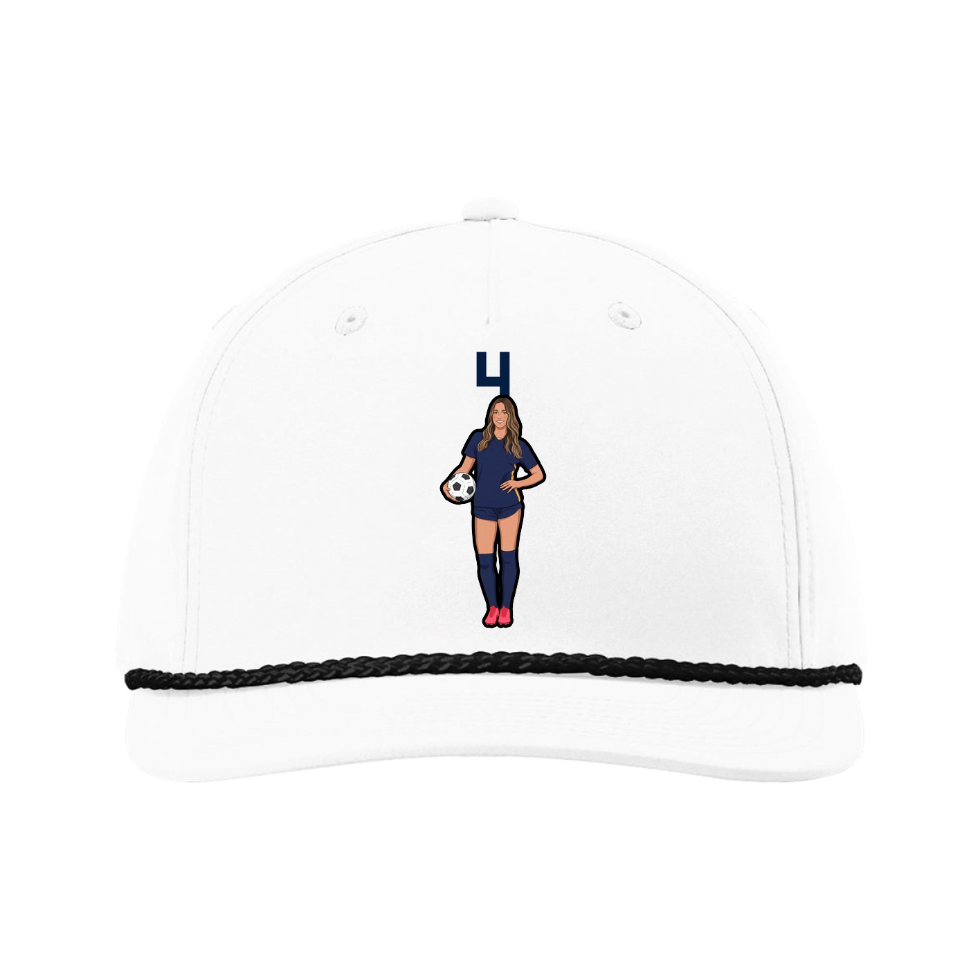Five-Panel Classic Rope Cap — Number Top in White