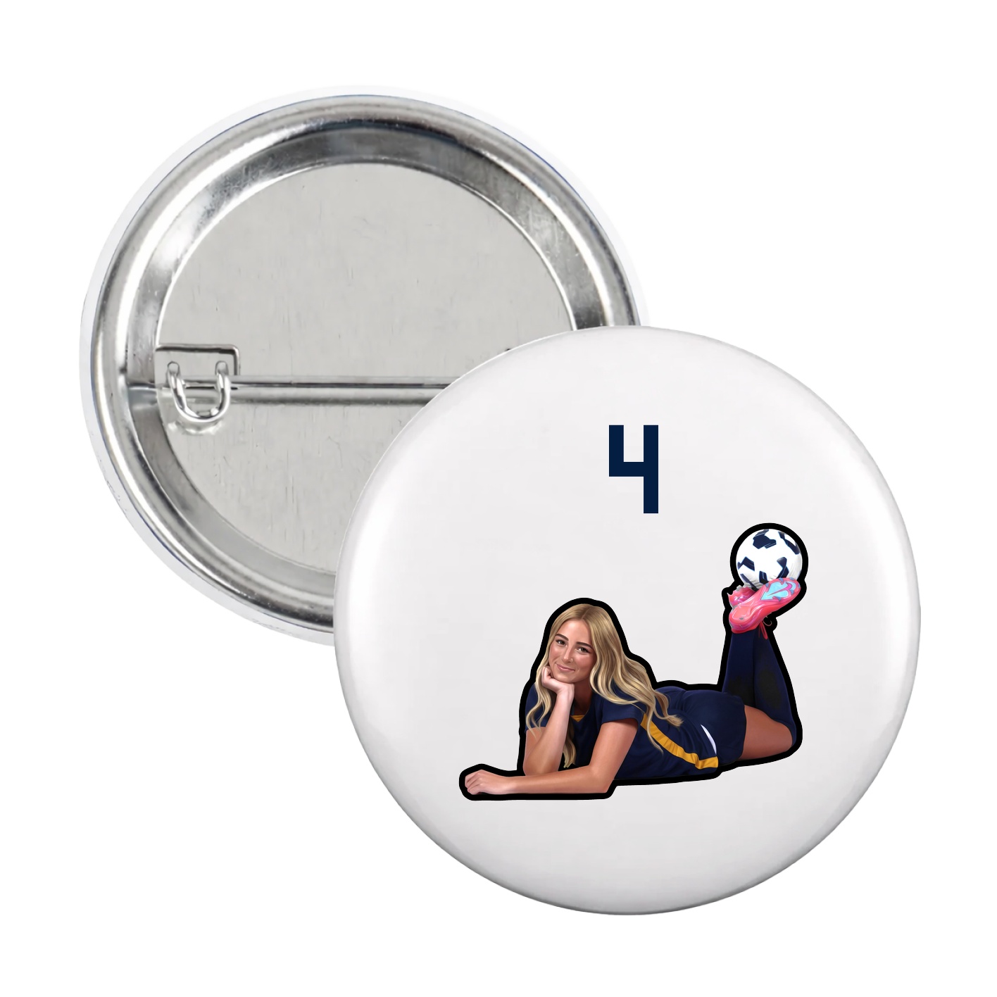 Game Day Button — Number Top in White