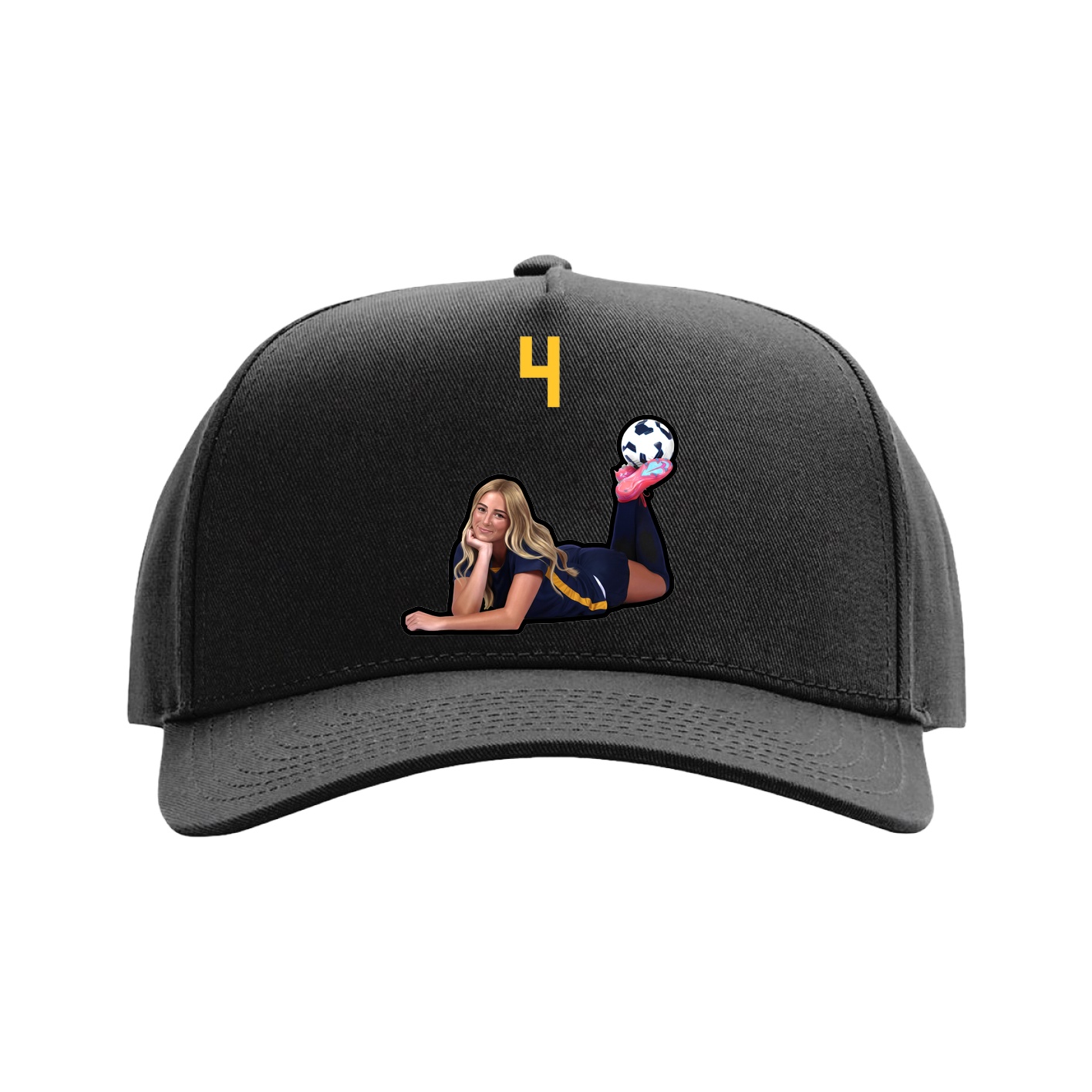 Full Fabric Five-Panel Champ Cap — Number Top in Black