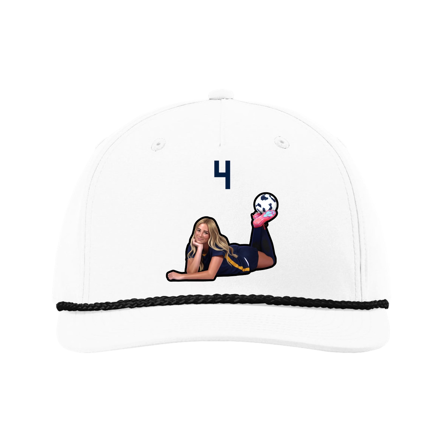 Five-Panel Classic Rope Cap — Number Top in White