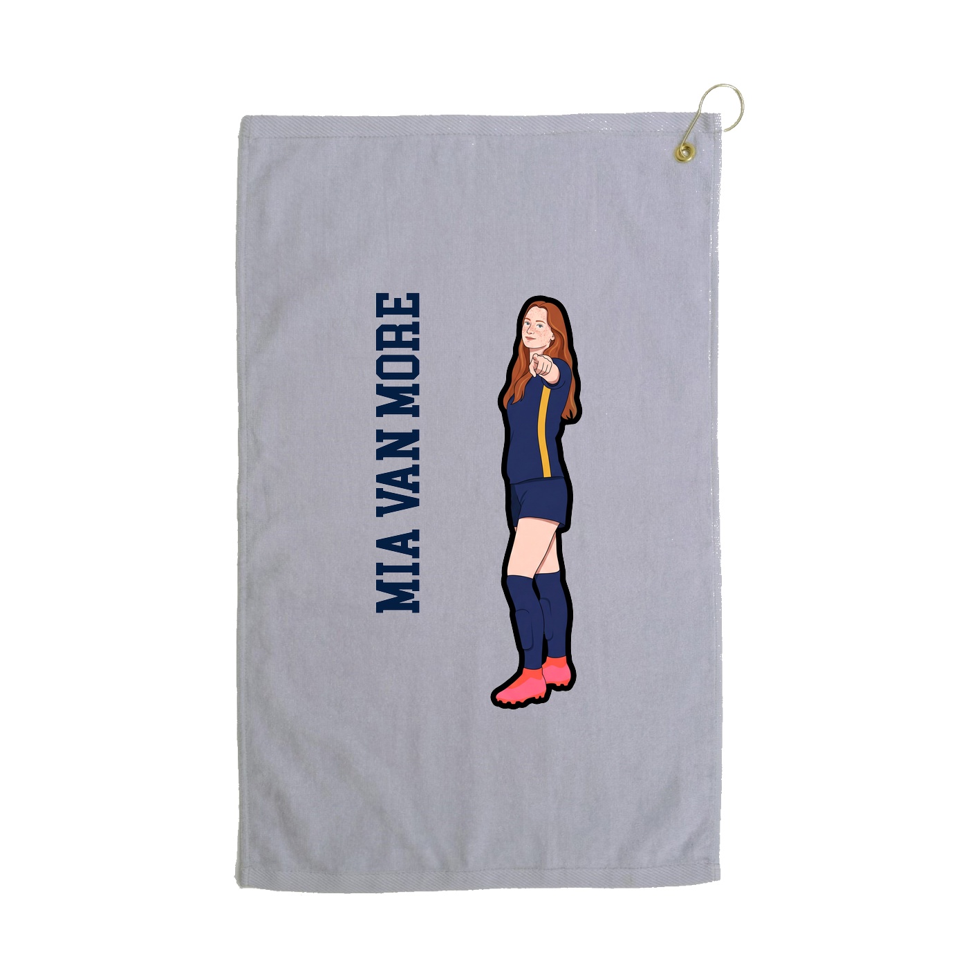 Golf Towel — Name Vertical in Grey