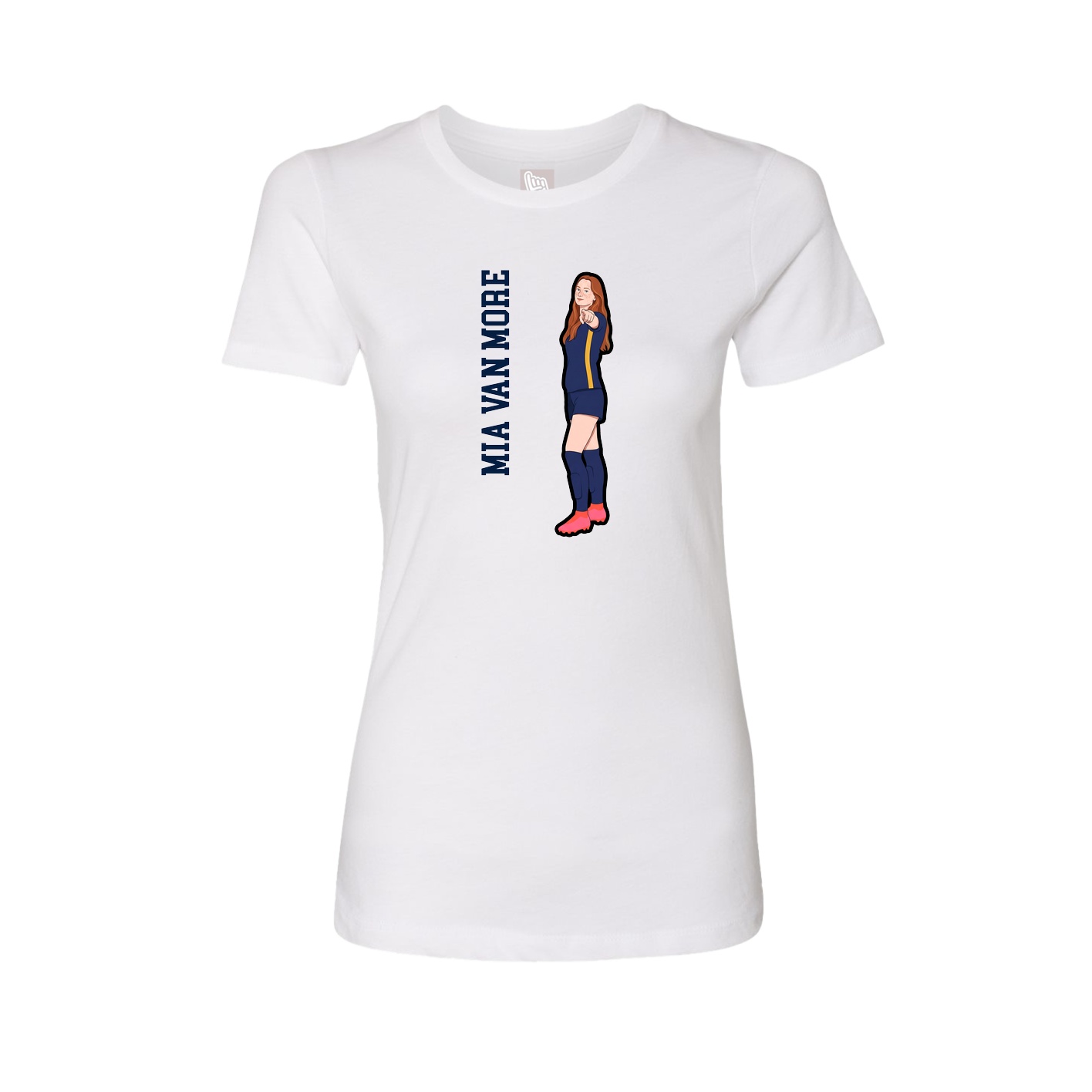 Fitted Women's Tee — Name Vertical in White