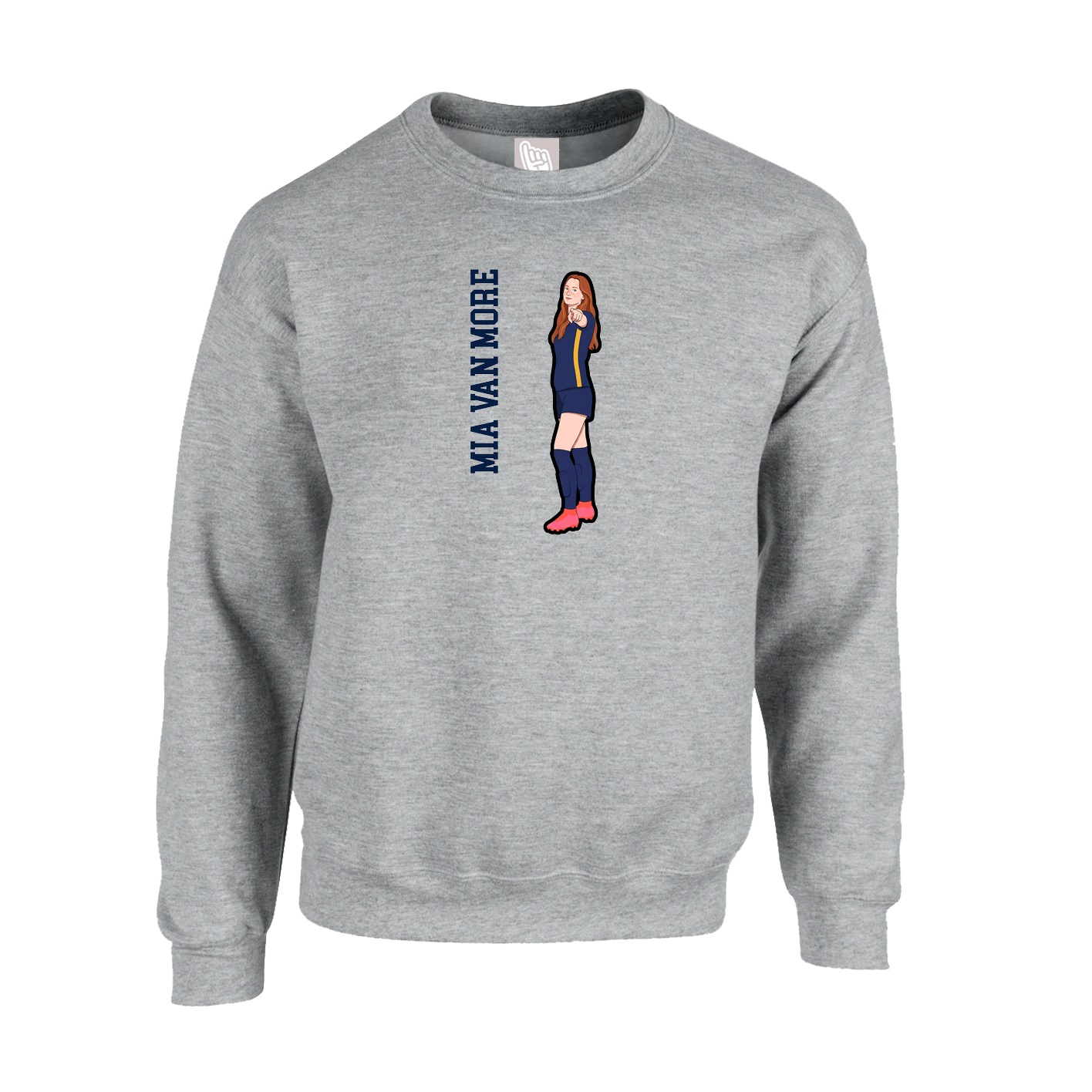 Fleece Crew — Name Vertical in Grey