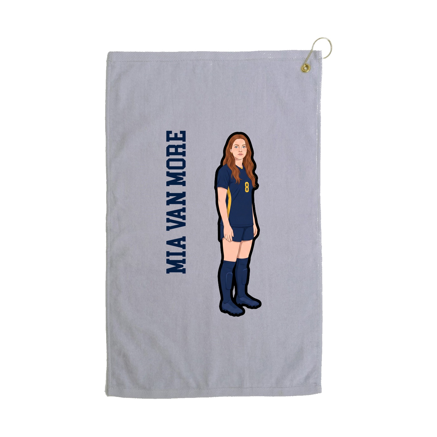 Golf Towel — Name Vertical in Grey