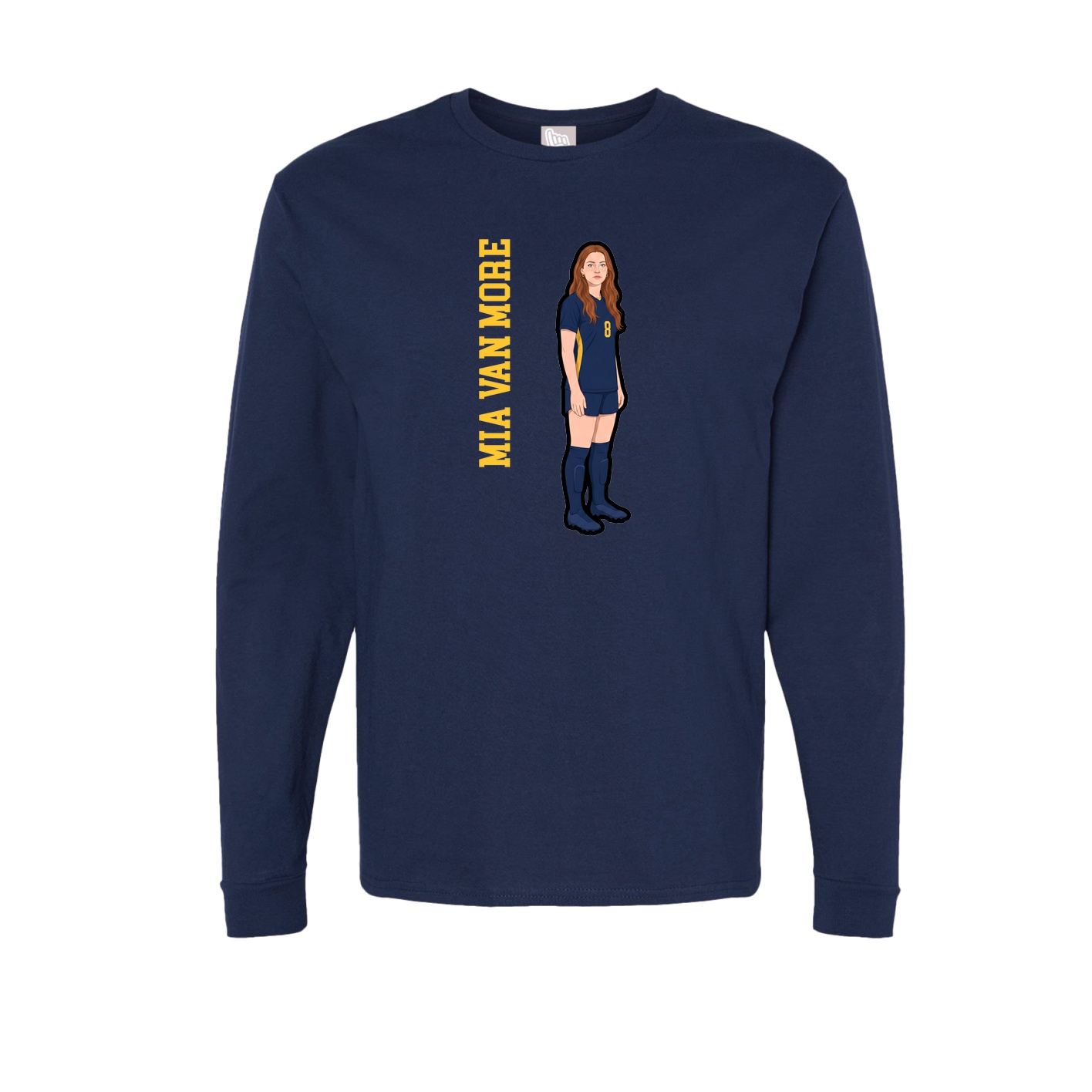 Long Sleeve Tee — Name Vertical in Navy
