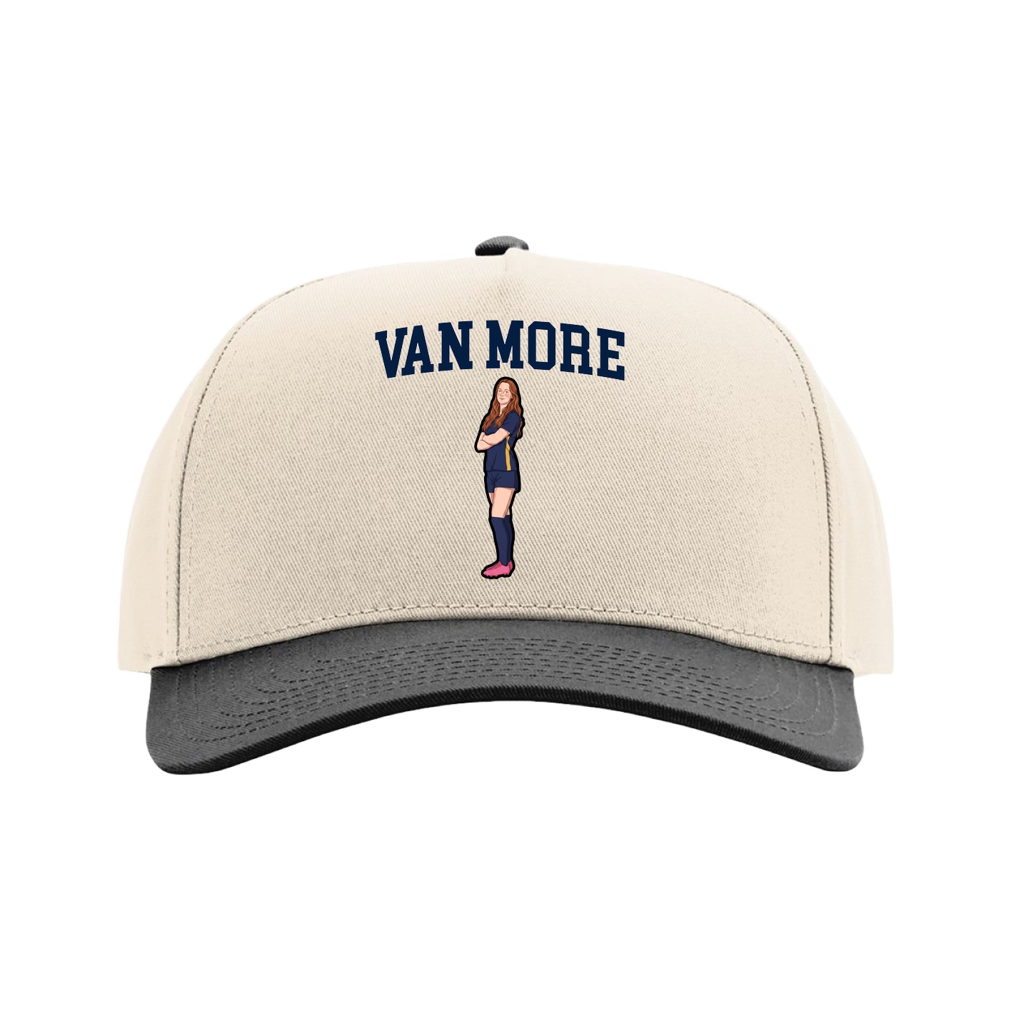 Full Fabric Five-Panel Champ Cap — Shirsey in Cream/Black