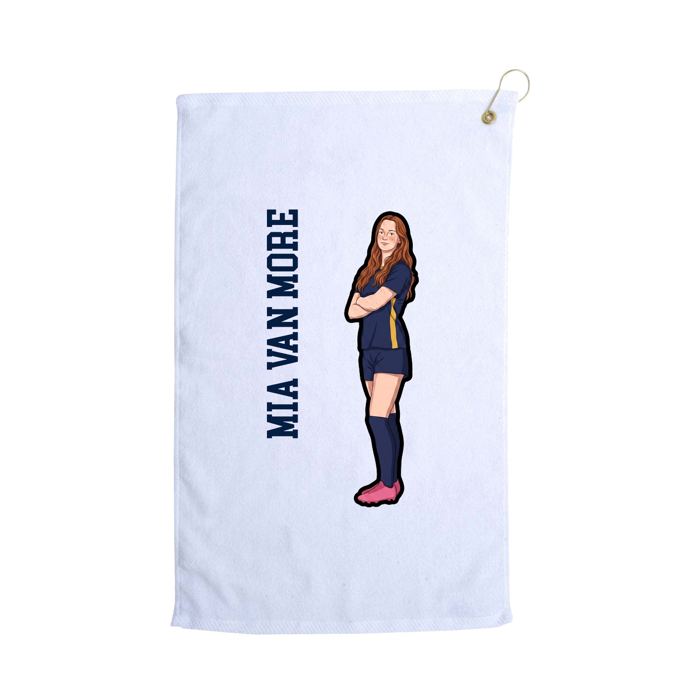 Golf Towel — Name Vertical in White
