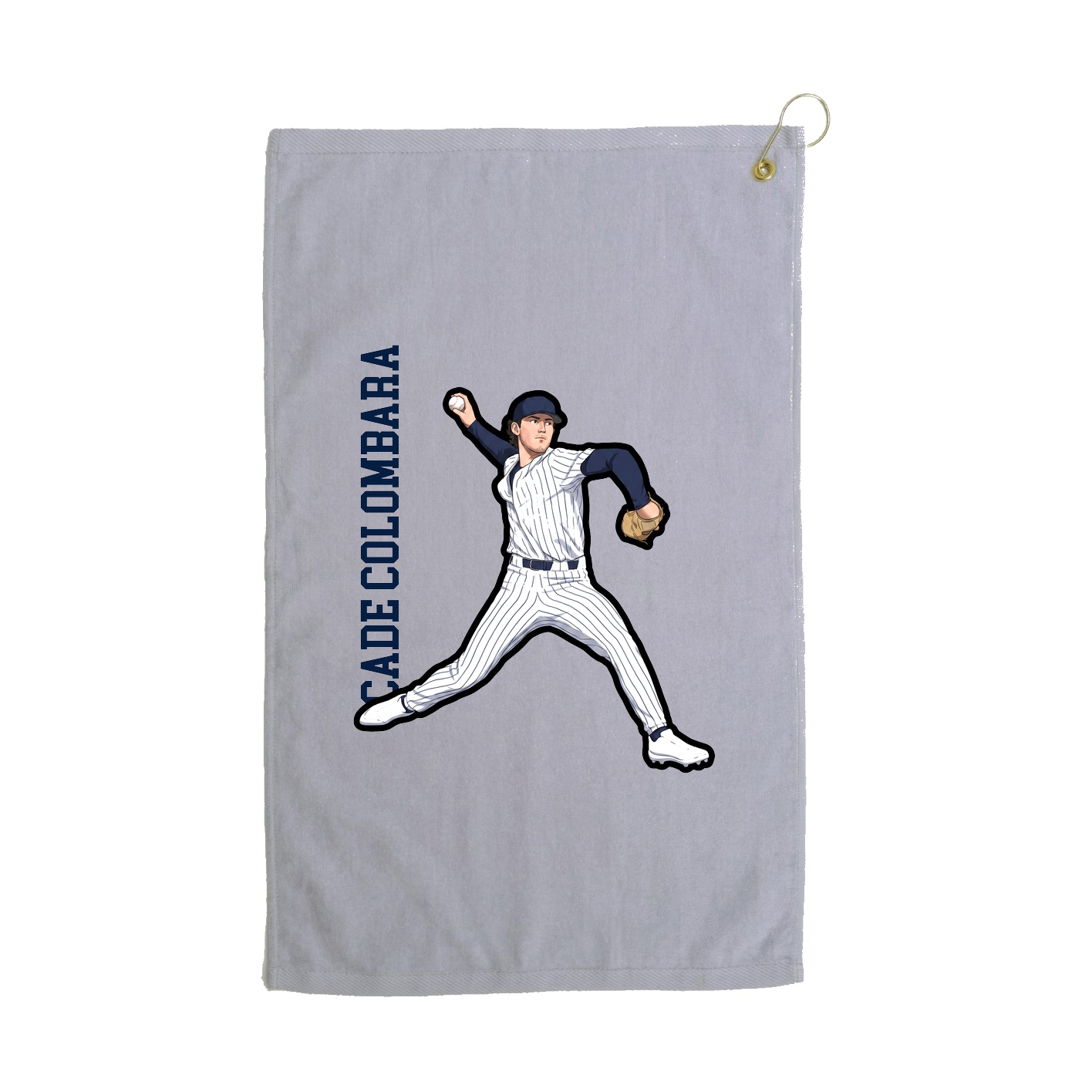 Golf Towel — Name Vertical in Grey