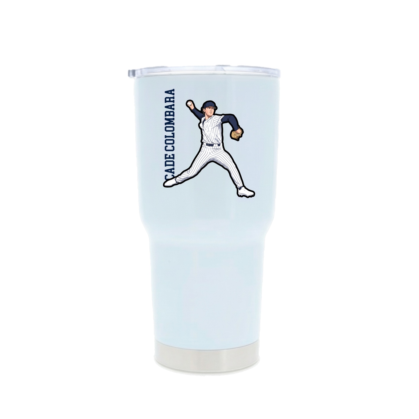 30oz Stainless Steel Tumbler — Name Vertical in White