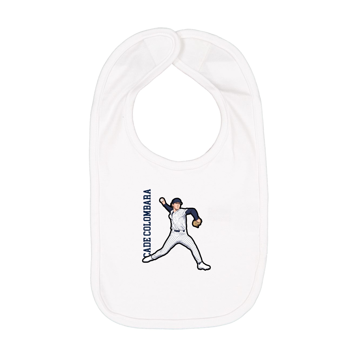 Infant Bib — Name Vertical in White