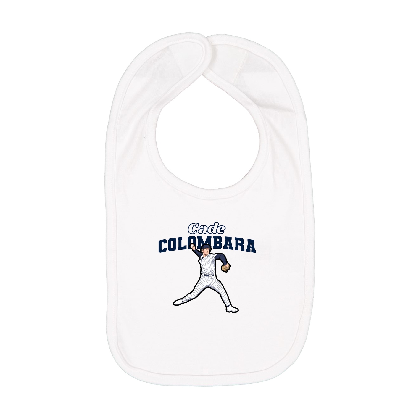 Infant Bib — Name Arch in White
