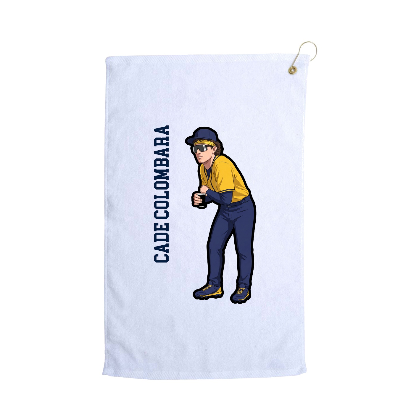 Golf Towel — Name Vertical in White