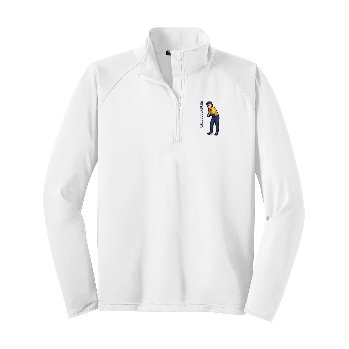 Q-Zip Pullover — Name Vertical in White