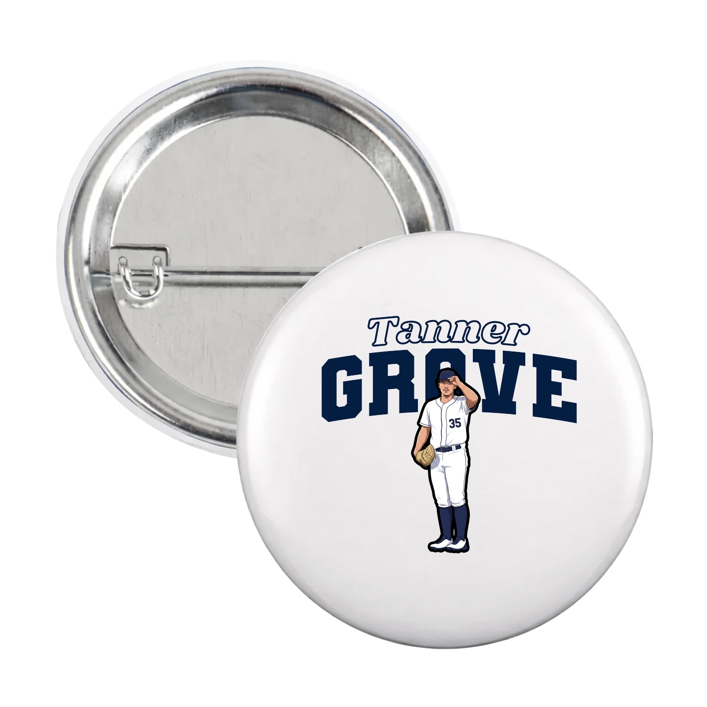 Game Day Button — Name Arch in White
