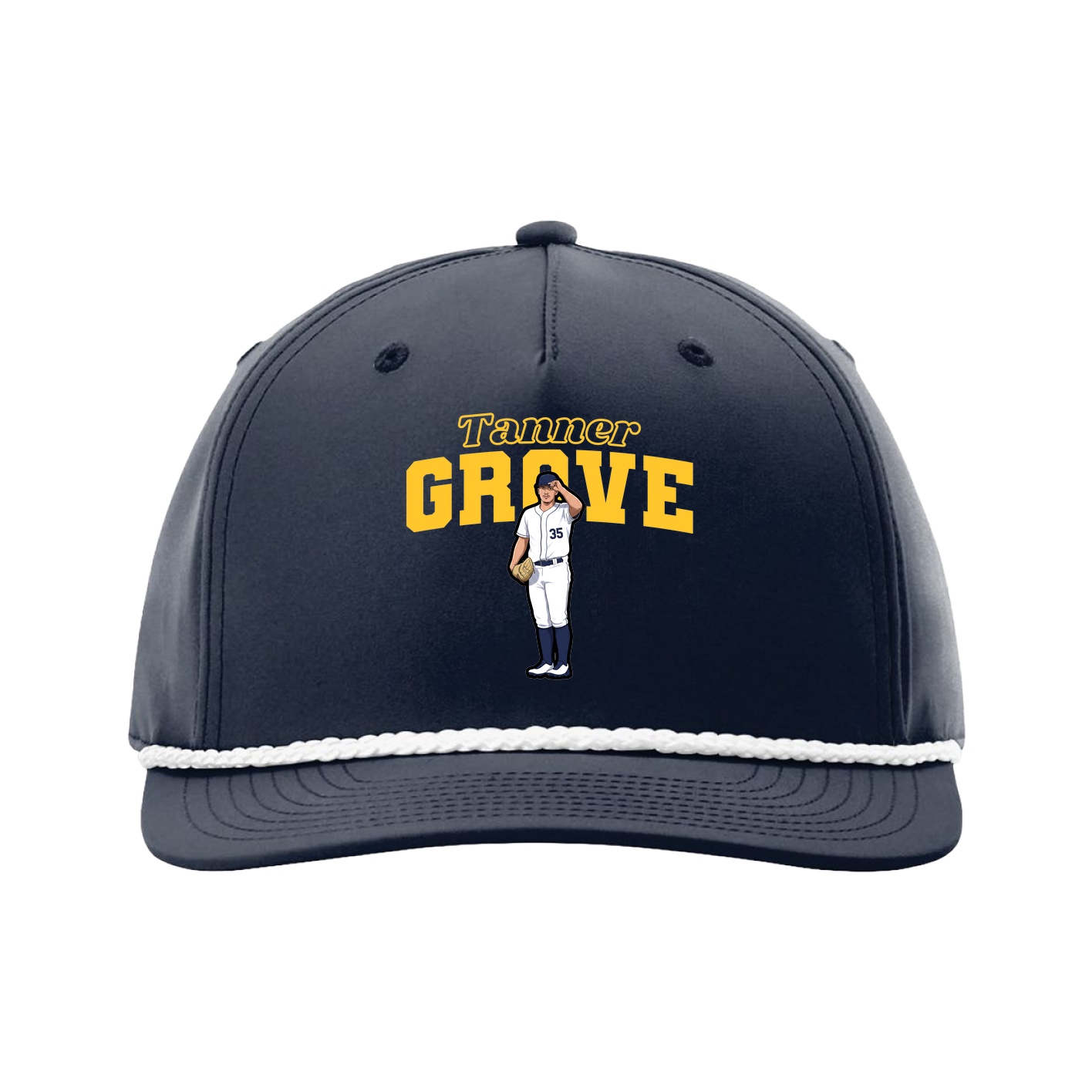 Five-Panel Classic Rope Cap — Name Arch in Navy
