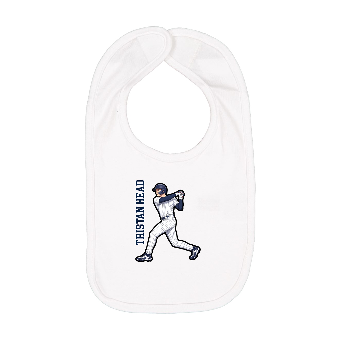 Infant Bib — Name Vertical in White