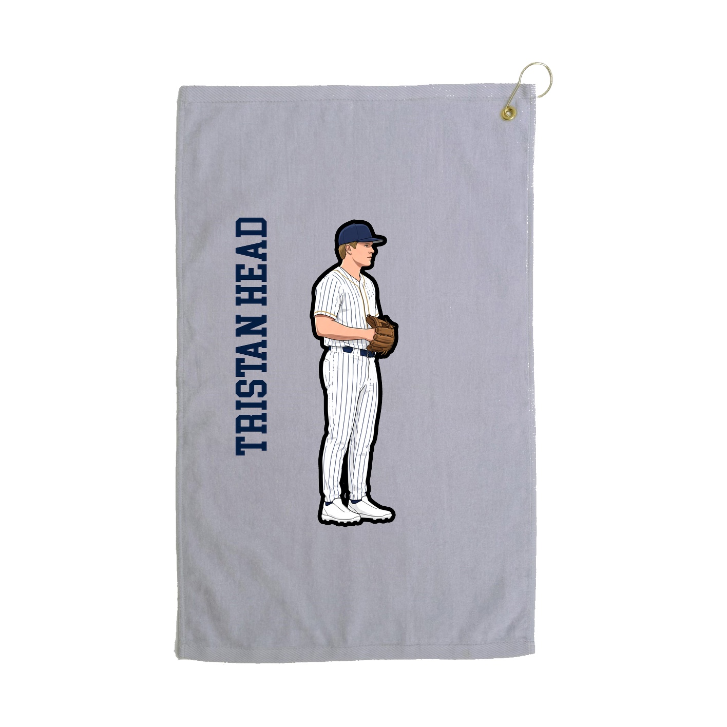 Golf Towel — Name Vertical in Grey