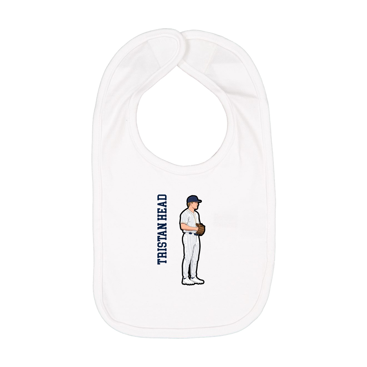 Infant Bib — Name Vertical in White