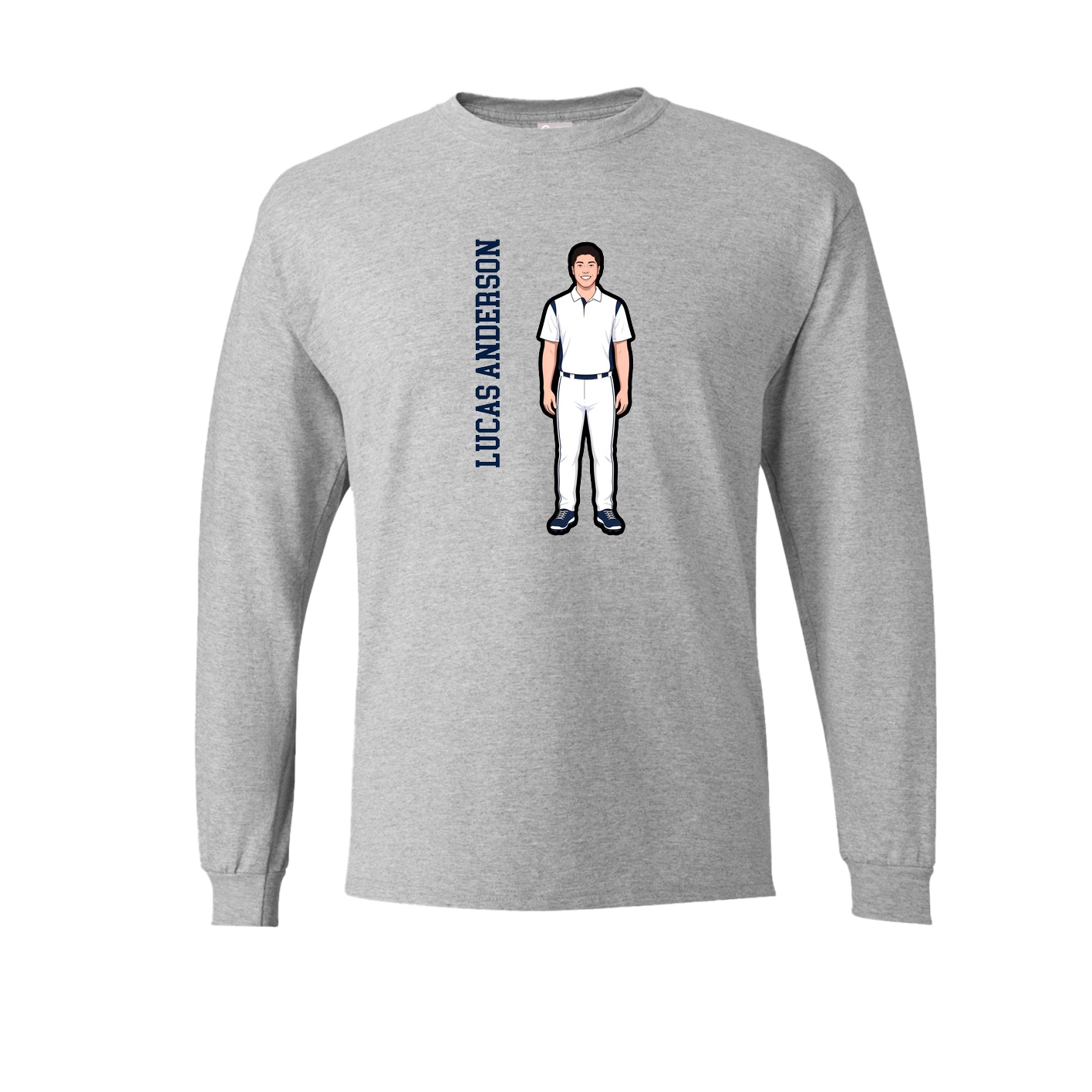 Long Sleeve Tee — Name Vertical in Grey