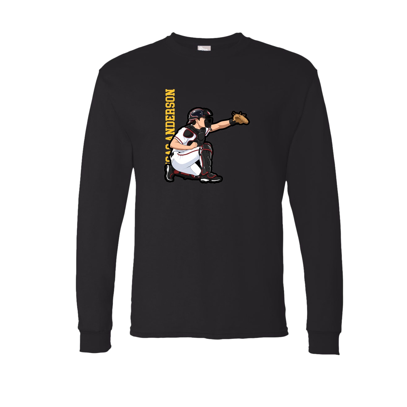 Long Sleeve Tee — Name Vertical in Black