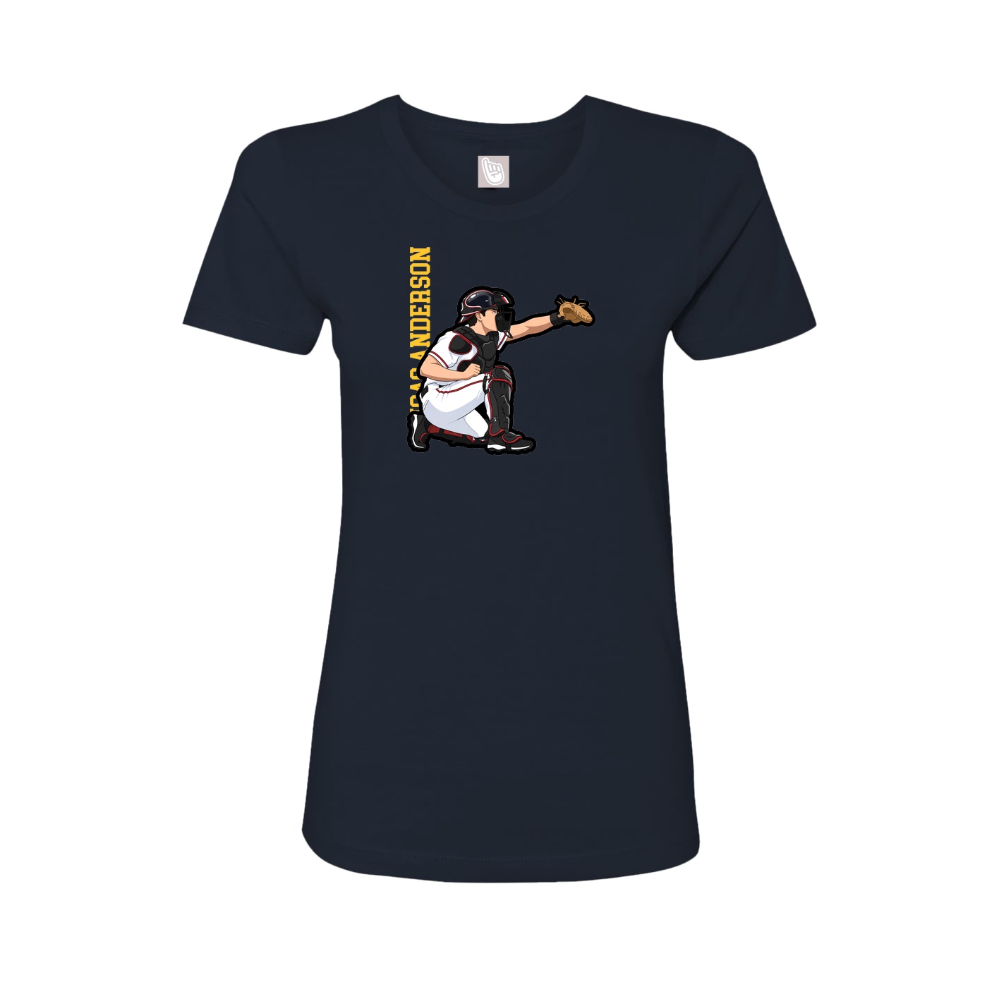 Fitted Women's Tee — Name Vertical in Navy