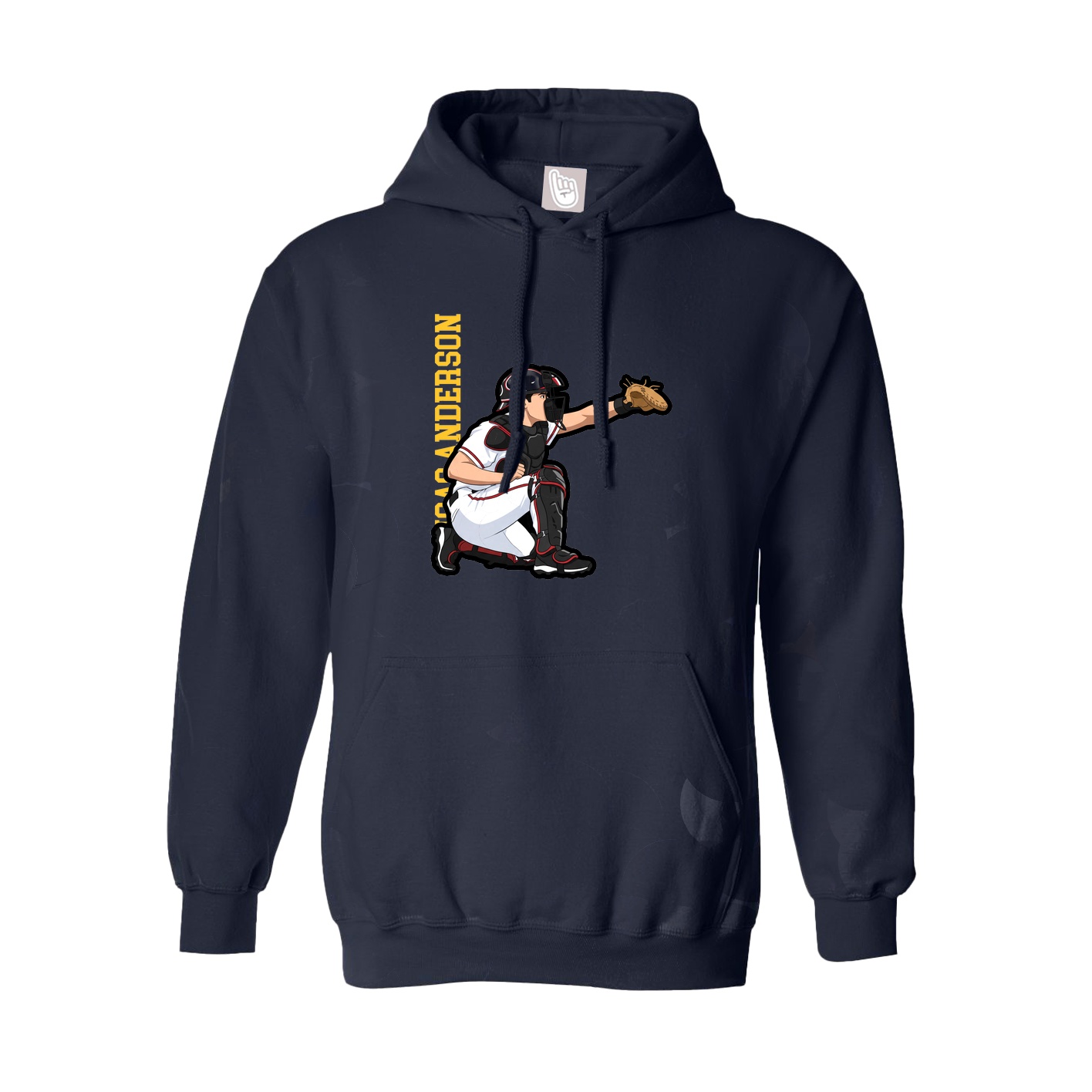 Hoodie — Name Vertical in Navy