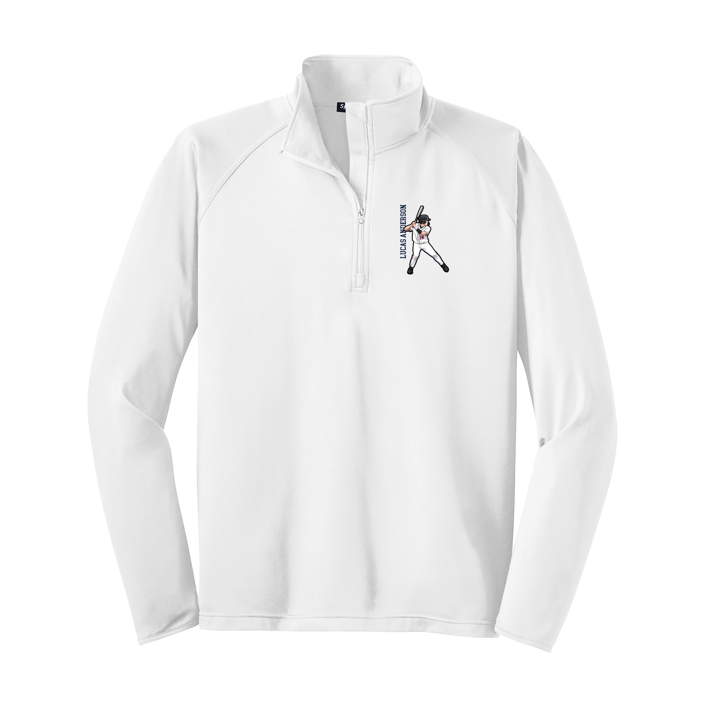 Q-Zip Pullover — Name Vertical in White