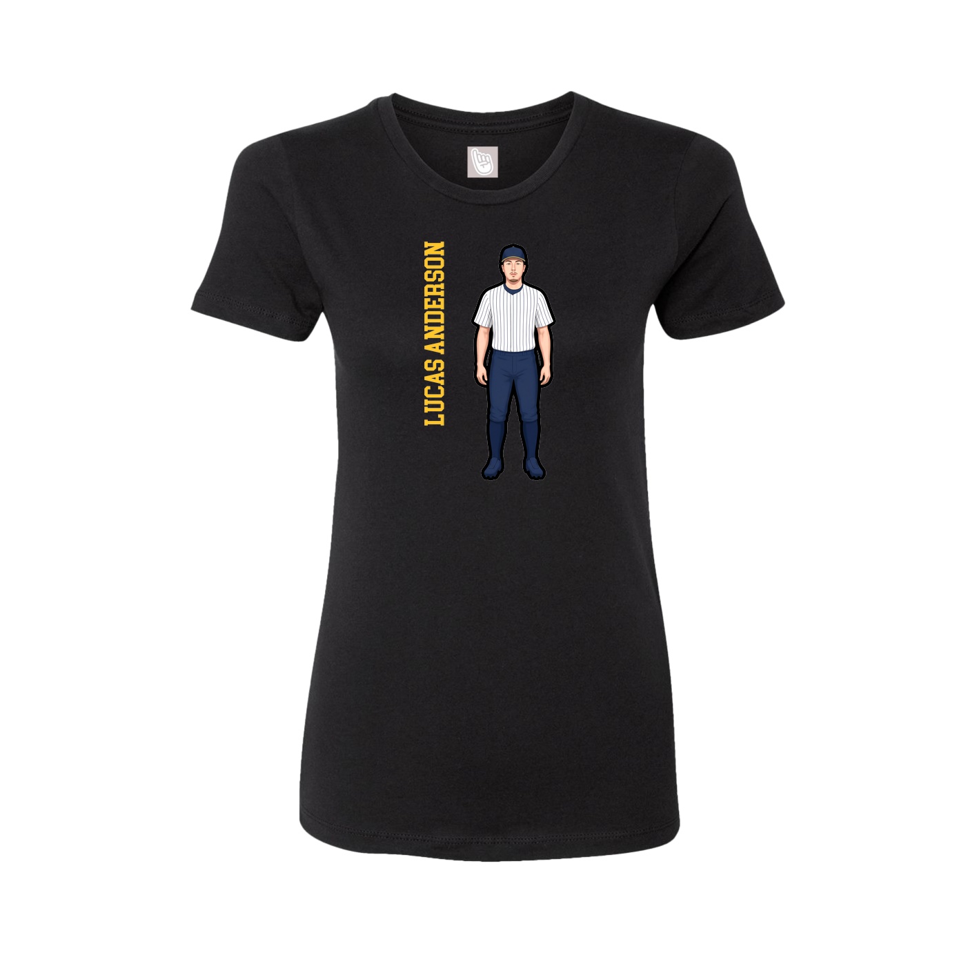 Womens Tee — Name Vertical in Black