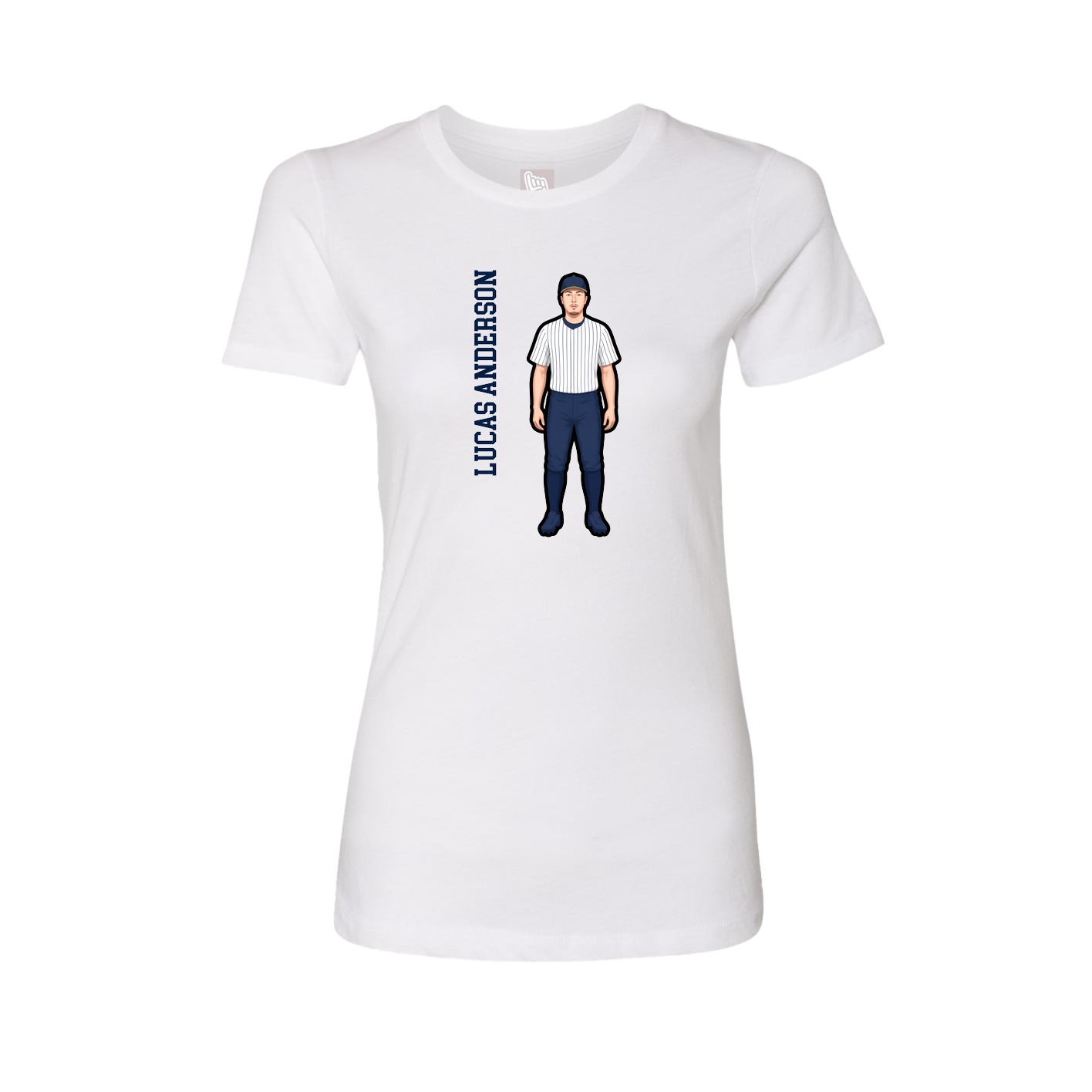 Fitted Women's Tee — Name Vertical in White