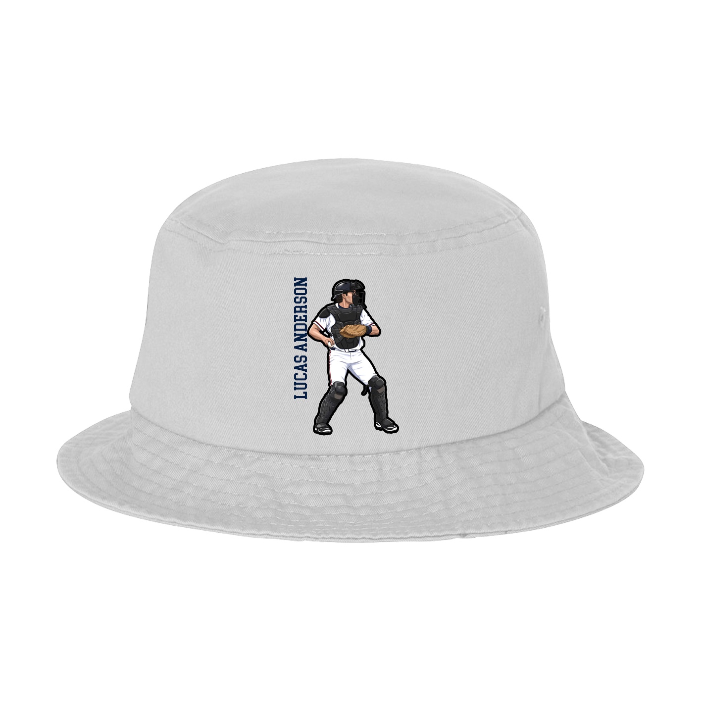 Bucket Cap — Name Vertical in White