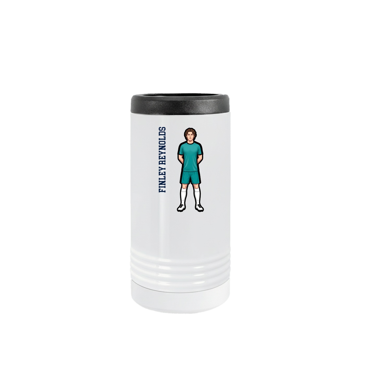 Slim Beverage Holder — Name Vertical in White