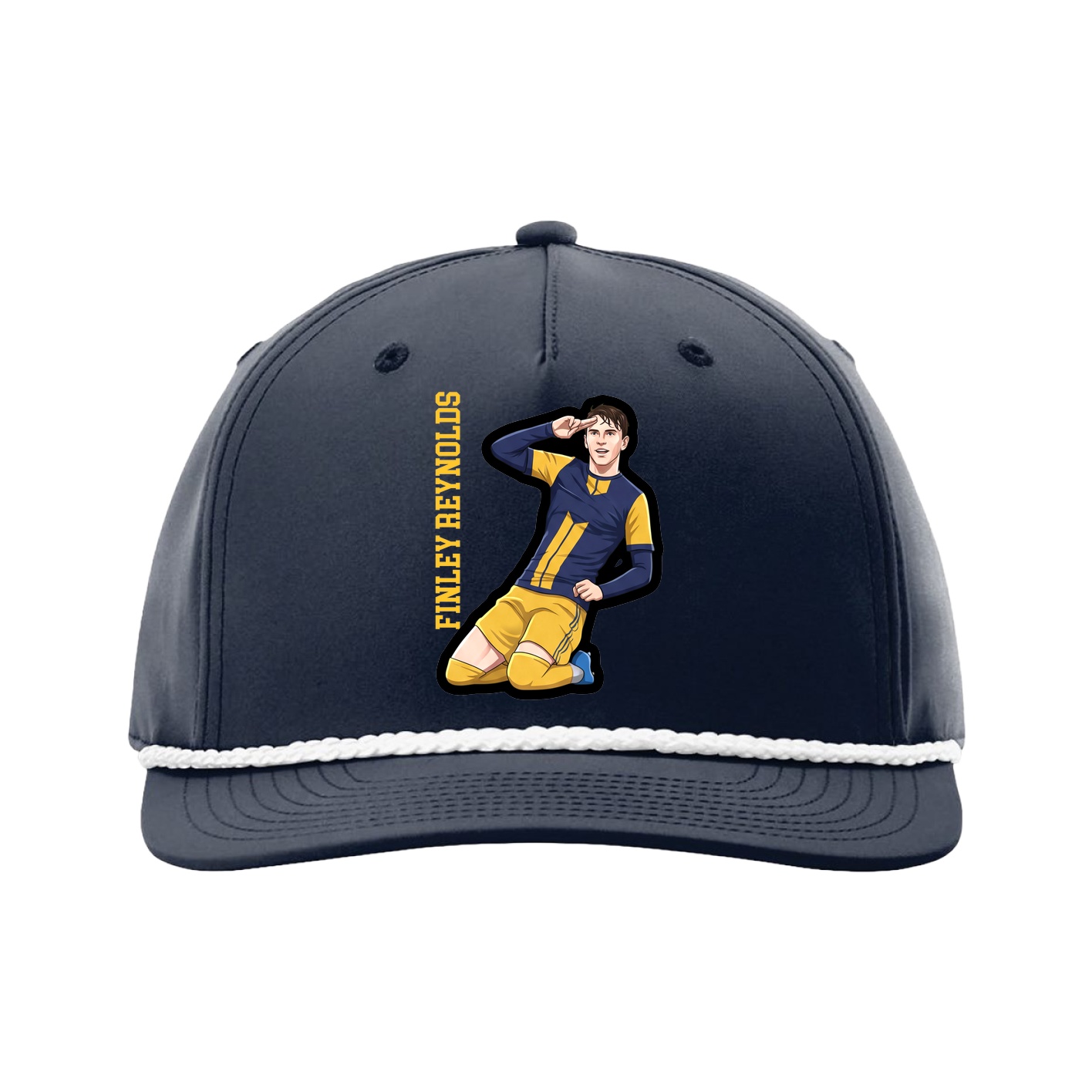 Five-Panel Classic Rope Cap — Name Vertical in Navy